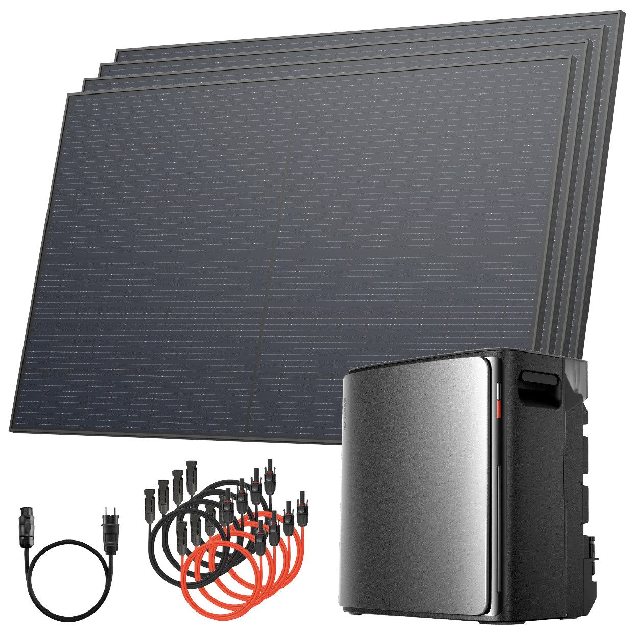 Solarway Balkonkraftwerk Balkonkraftwerk 2000Wp / 800W Komplettset für die Steckdose, Monokristallin, mit 3,8 kWh EcoFlow Stream Ultra X Speicher