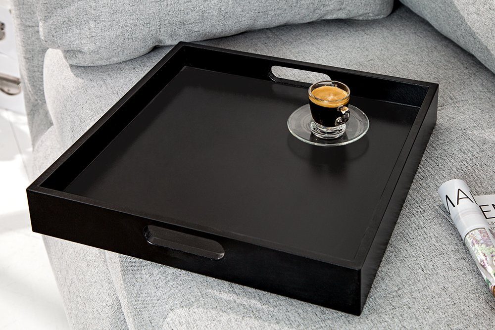 Metall Tablett · abnehmbare CIANO riess-ambiente · schwarz Beistelltisch · Wohnzimmer Modern Tischplatte Design / · 40cm silber,