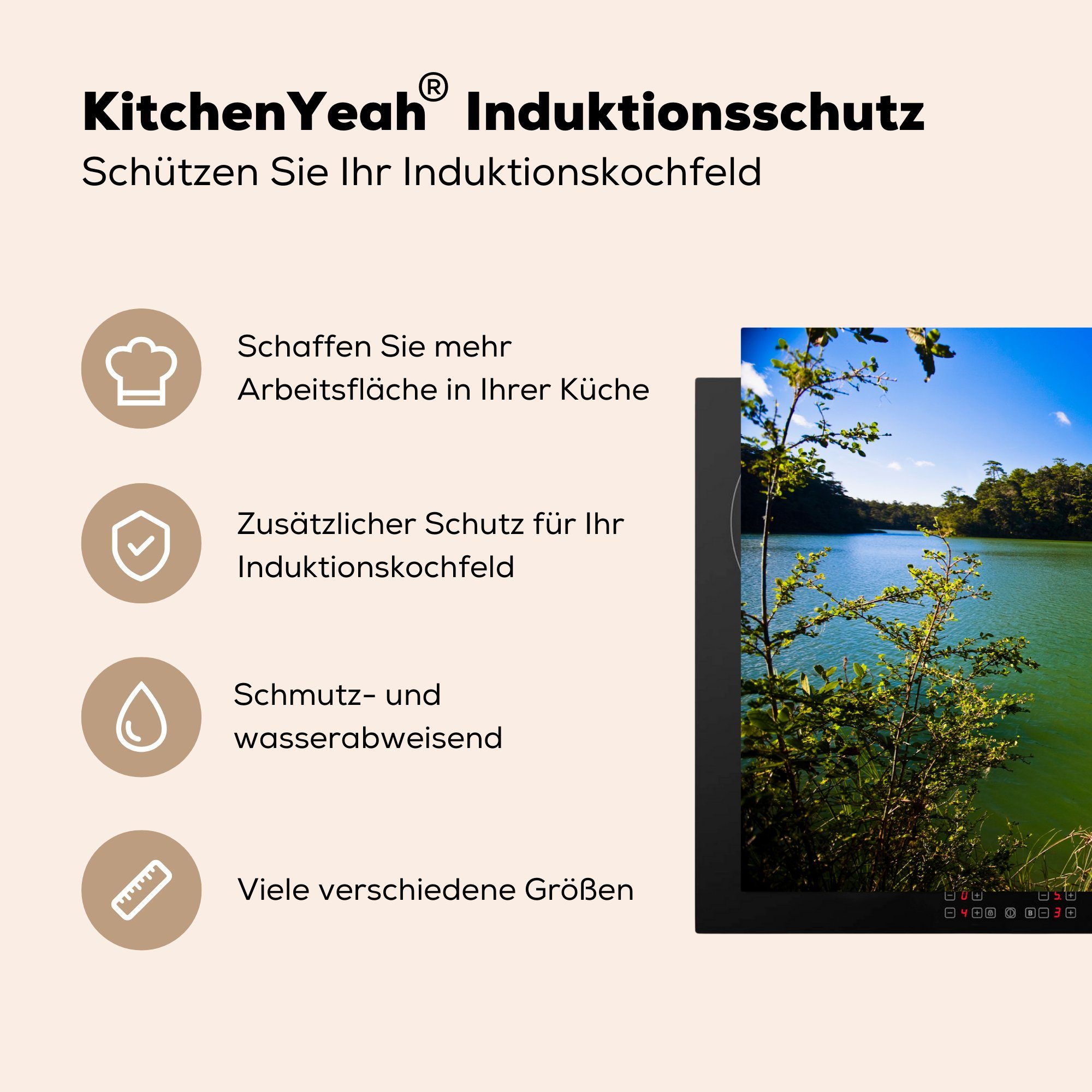 cm, Lagunas die Montebello, tlg), küche, und des 81x52 Ceranfeldabdeckung für Induktionskochfeld Herdblende-/Abdeckplatte Nationalparks Waldlandschaft MuchoWow (1 Busch- de Vinyl, Schutz