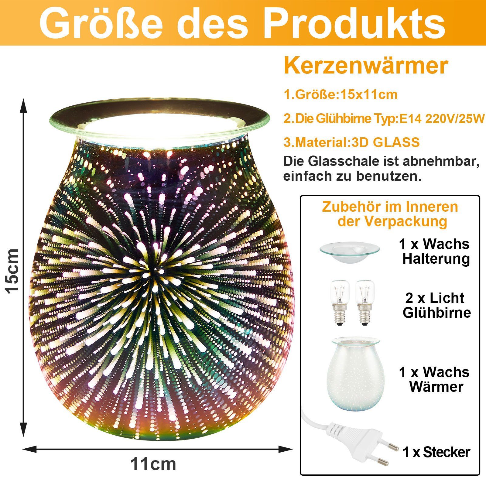 Sunicol Duftlampe Nachtlampje voor Elektrische St), Diffuser Woonkamer Wax Aanraak, (1 Dimbare Melter, Slaapkamer Controle