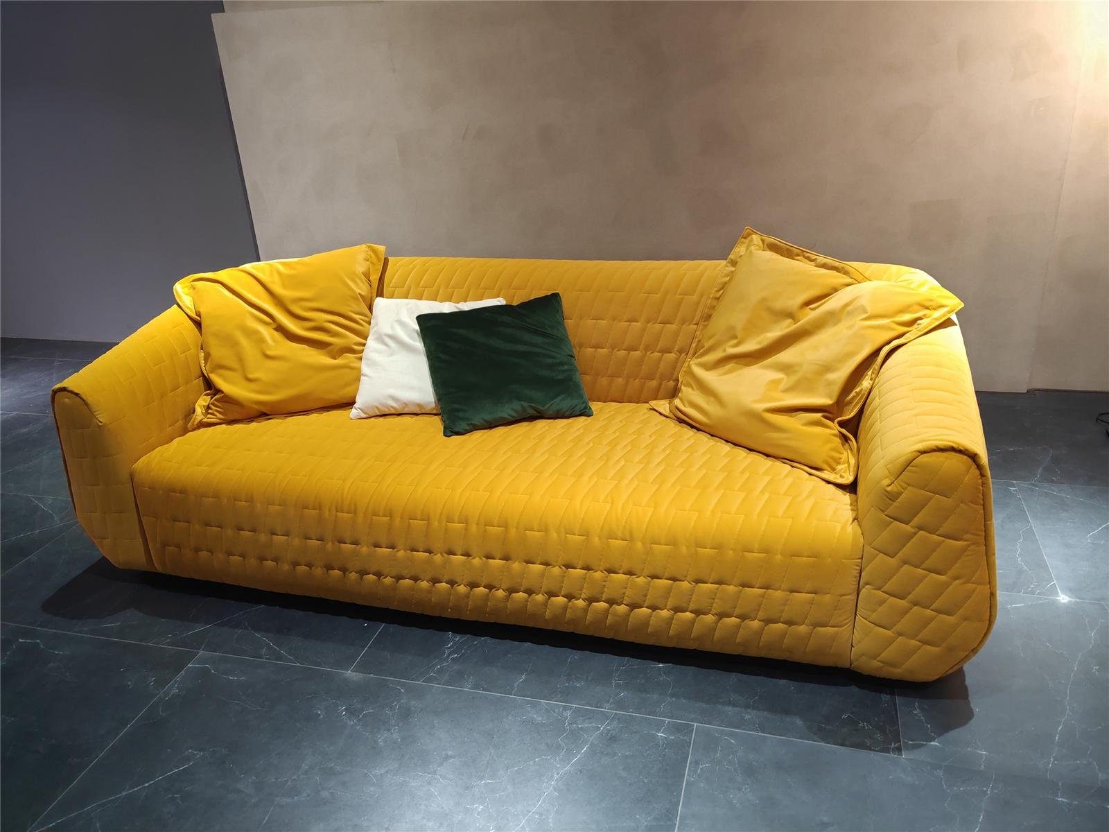 Made 3+1+1 Gelb/Rot JVmoebel Sofa Ledersofa Sitzer, Europe Sofagarnitur Couch Chesterfield in