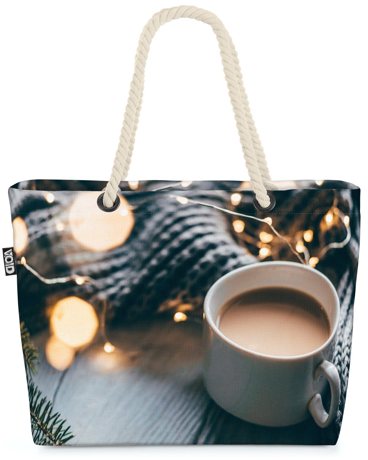 VOID Strandtasche (1-tlg), Winter Baris Kaffee Cafe Kaffee Tasse Weihnachten Restaurant Espresso