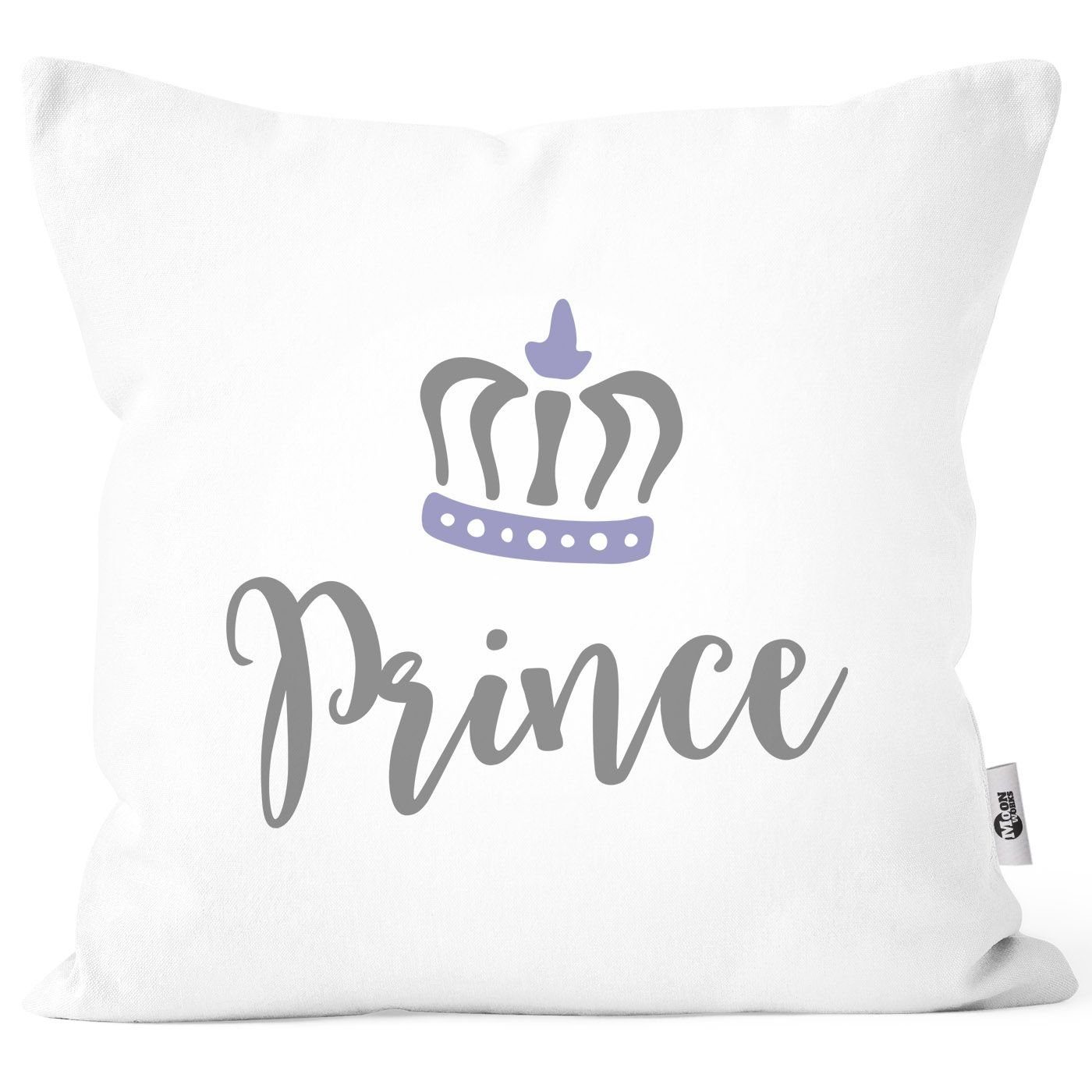 Prince Prince Partner weiß Paare Baumwolle Kissen-Hülle Princess MoonWorks® Kissen-Bezug Deko-Kissen MoonWorks Dekokissen Krone Pärchen