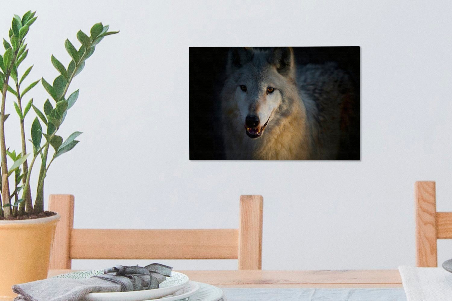 30x20 eines cm St), Aufhängefertig, Wanddeko, Wolfs, Leinwandbilder, Nahaufnahme (1 Leinwandbild OneMillionCanvasses® arktischen Wandbild