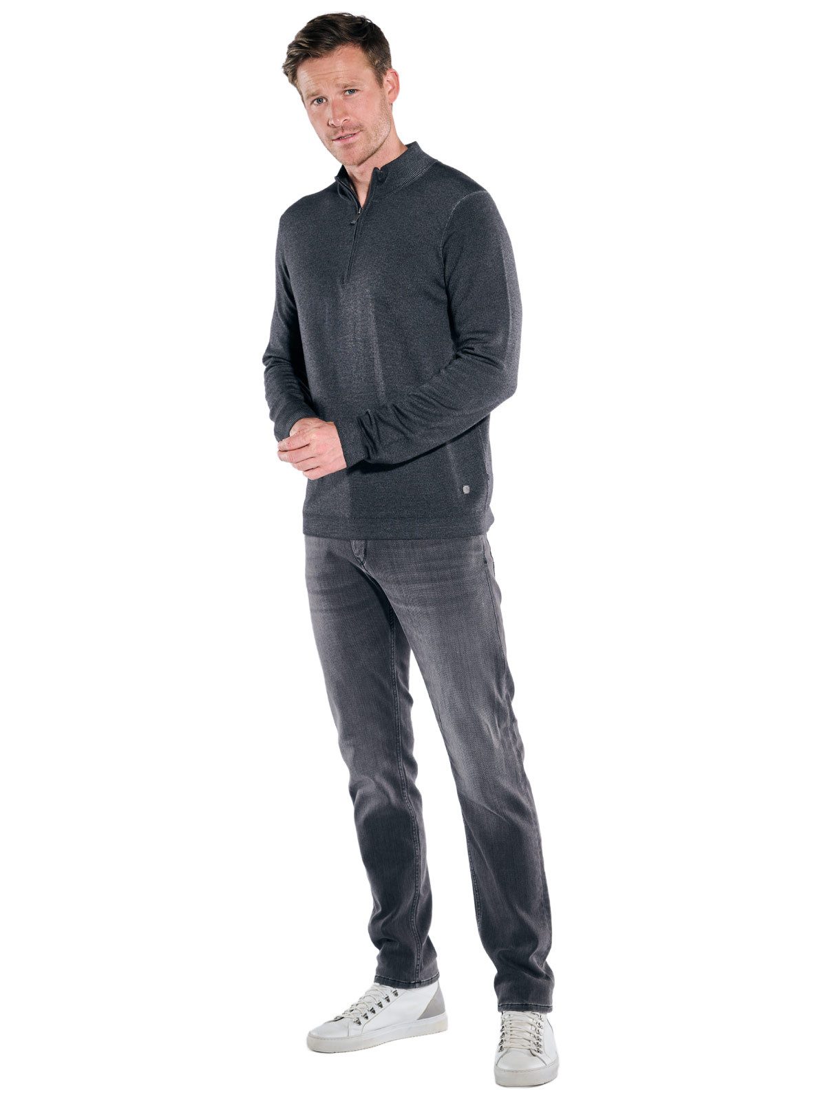 ENGBERS GERMANY Stehkragenpullover Herren Pullover mit Merinowolle, Anthrazit