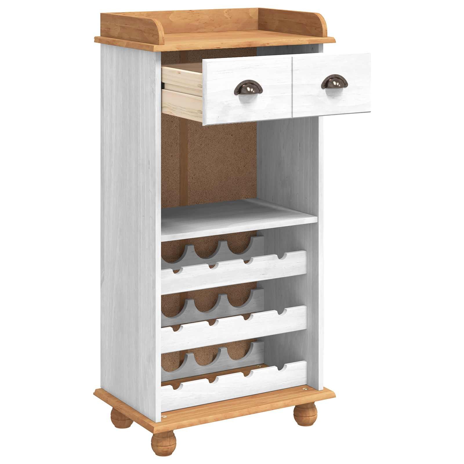 vidaXL Weinregal Weinschrank ASKIM Weiß mit Honigoberfläche 57 x 37 x 114 cm, 1-tlg.