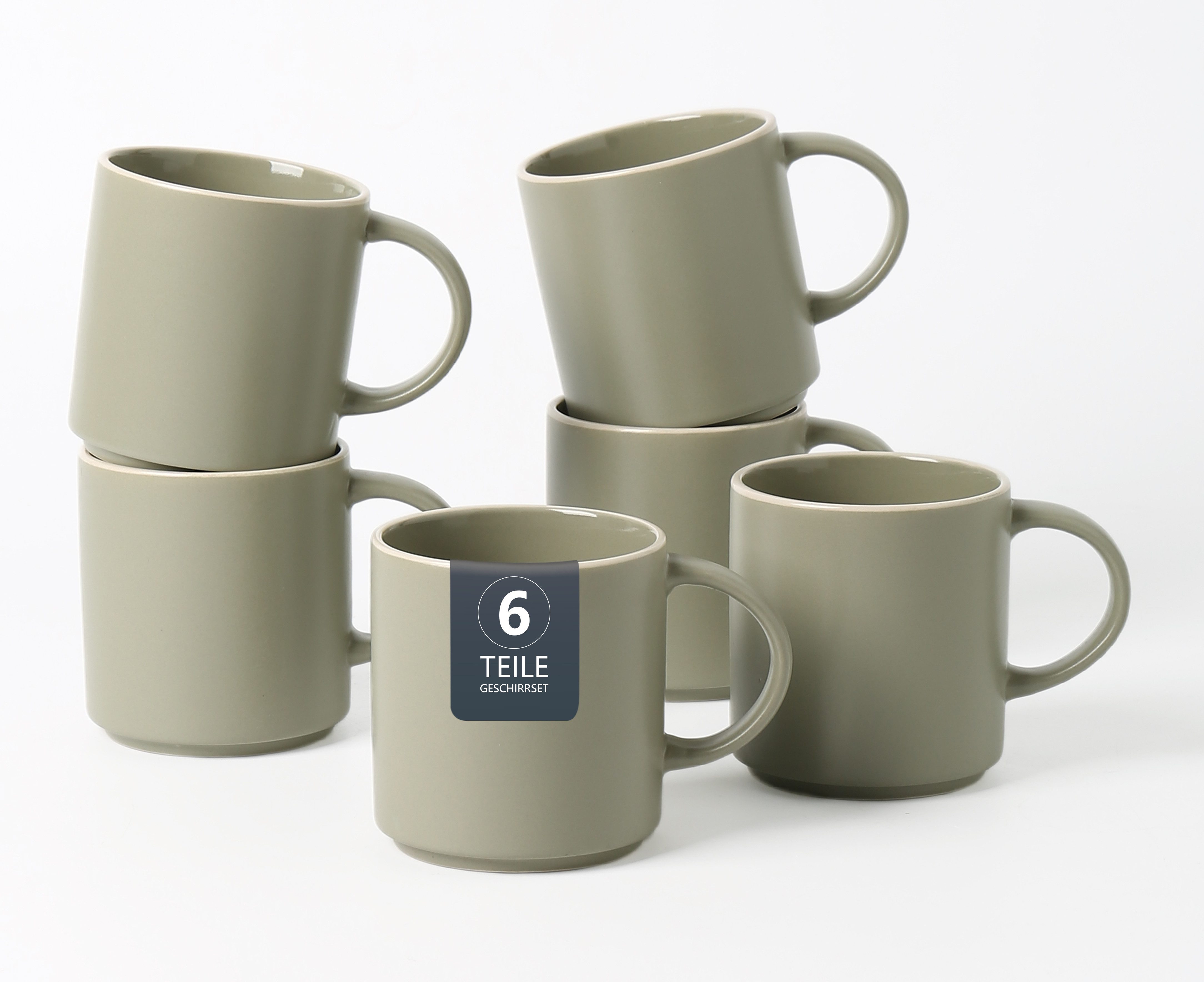 OTTO home Becher Kaffeebecher Ylvii, 6er Set, 6-tlg., Steinzeug, spülmaschinenfest und mikrowellengeeignet, 350 ml