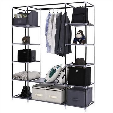 liebtech Kleiderschrank 69" Tragbarer Kleiderschrank-Kleiderschrank-Aufbewahrungsorganisator (aus Vliesstoff schnell und einfach zu montieren) extra stark und langlebig, Grau