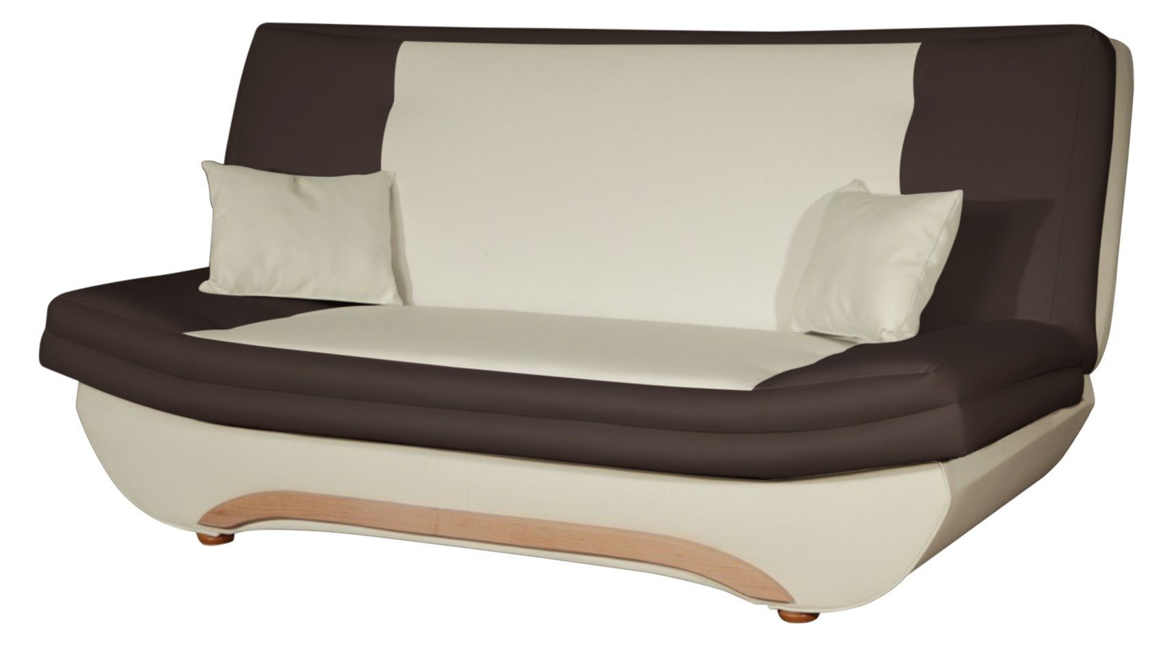 Kunstleder, Mit Teile, 1 Schlafsofa Schlaffunktion Möbel GIANA Creme-Braun Schlafsofa Fun