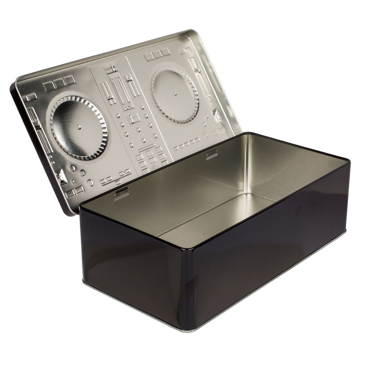 OOTB Vorratsdose DJ Mischpult Aufbewahrungsdose aus Metall in Schwarz ca. 26x14x8 cm, Metall, 3D-Design