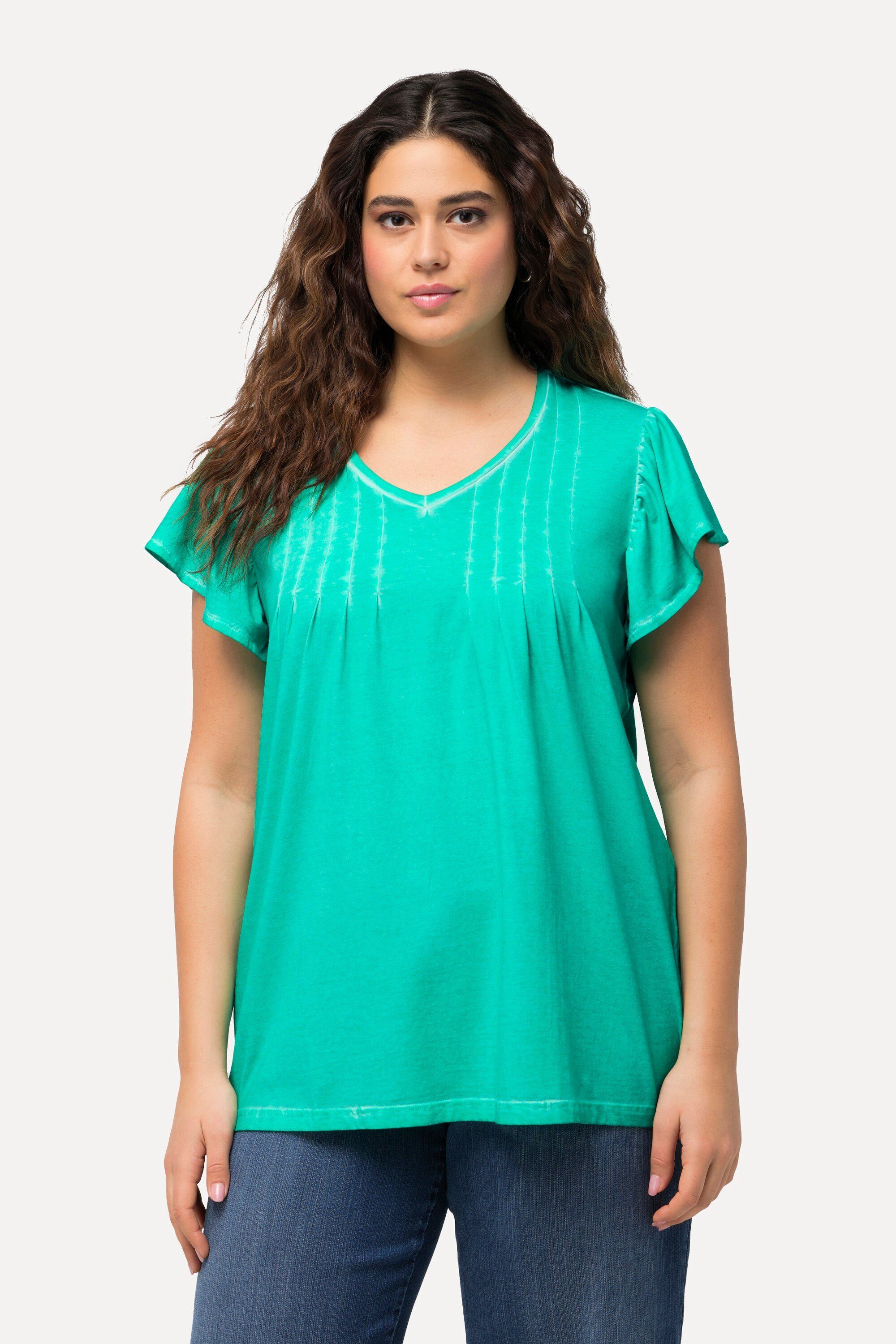 Ulla Popken T-Shirt T-Shirt Zierfalten A-Linie günstig online kaufen