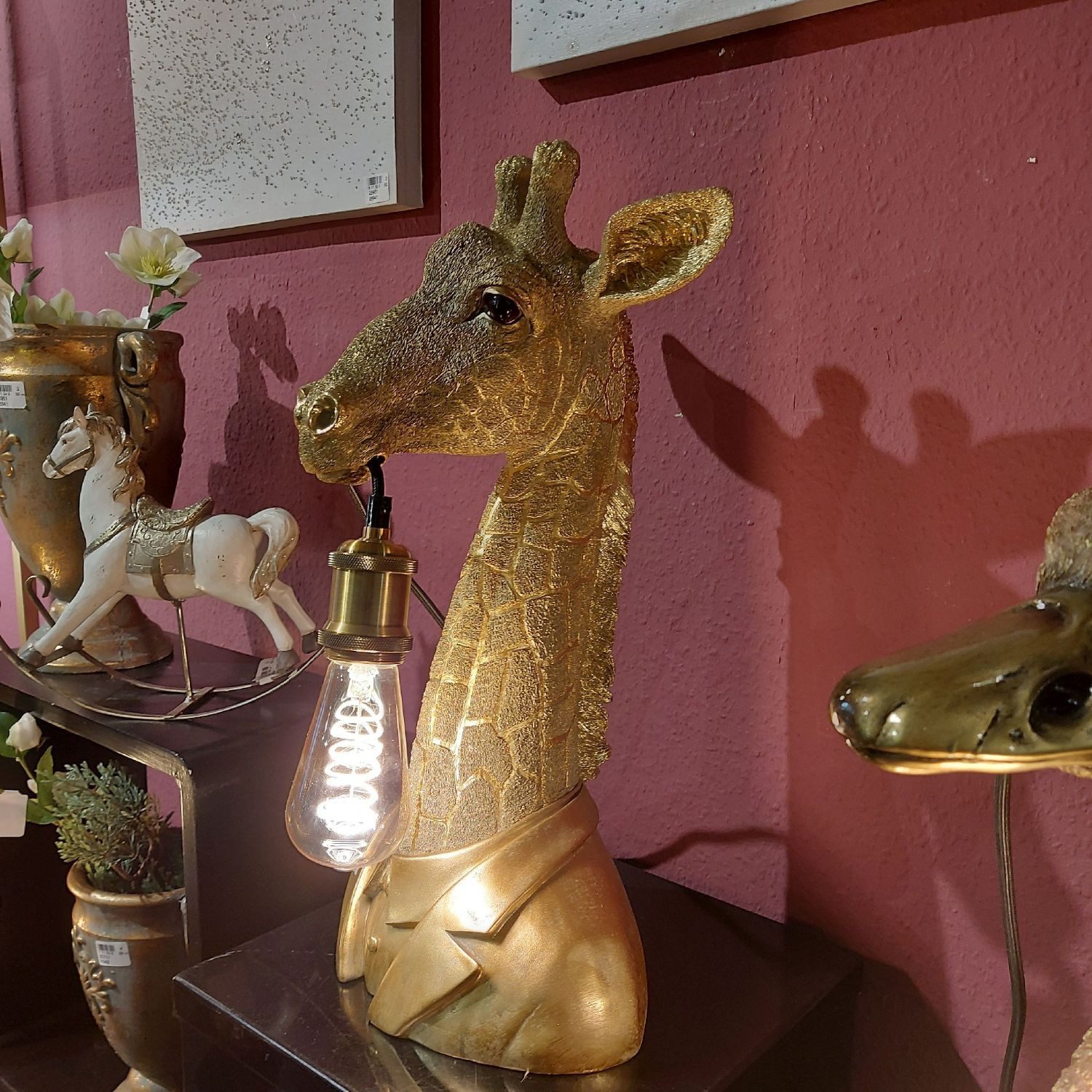 formano Tischleuchte Pop Art Tiere im Anzug, E27, Höhe: 50cm, Farbe: Gold, Motiv: Giraffe