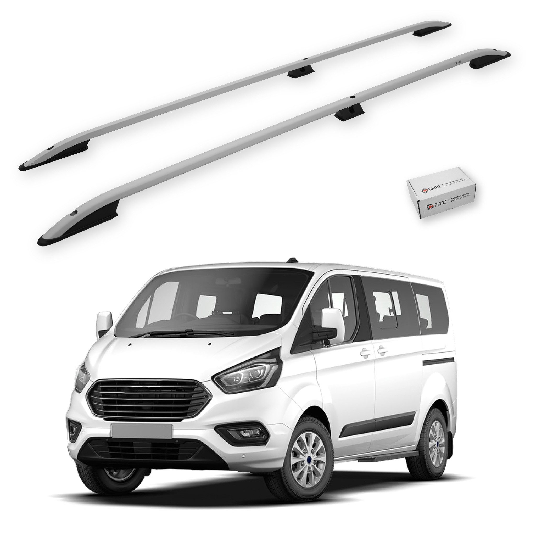 TURTLE Dachbox-Halterung TURTLE kompatibel mit Ford Custom 2012-2023 / Kurze Version Crown Dach