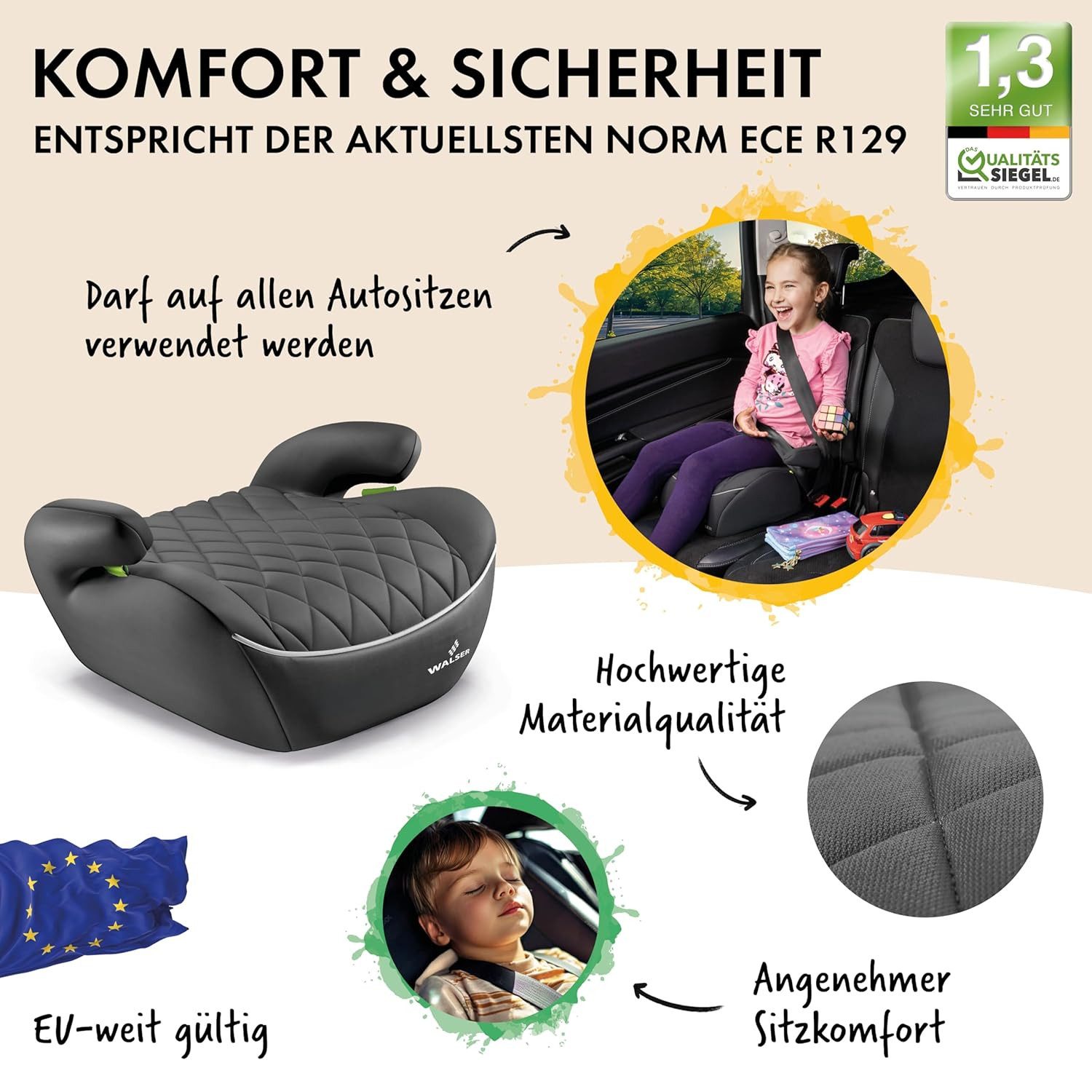 WALSER Autokindersitz Kindersitz Hartschale Andy, ab: ab 4 Jahre, bis: - 10 Jahren, (1 Stück, 1-tlg)