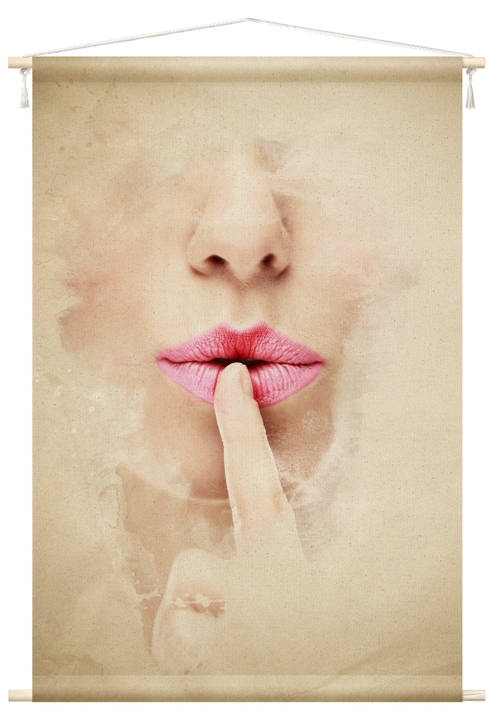 Wandteppich modern Akt beige