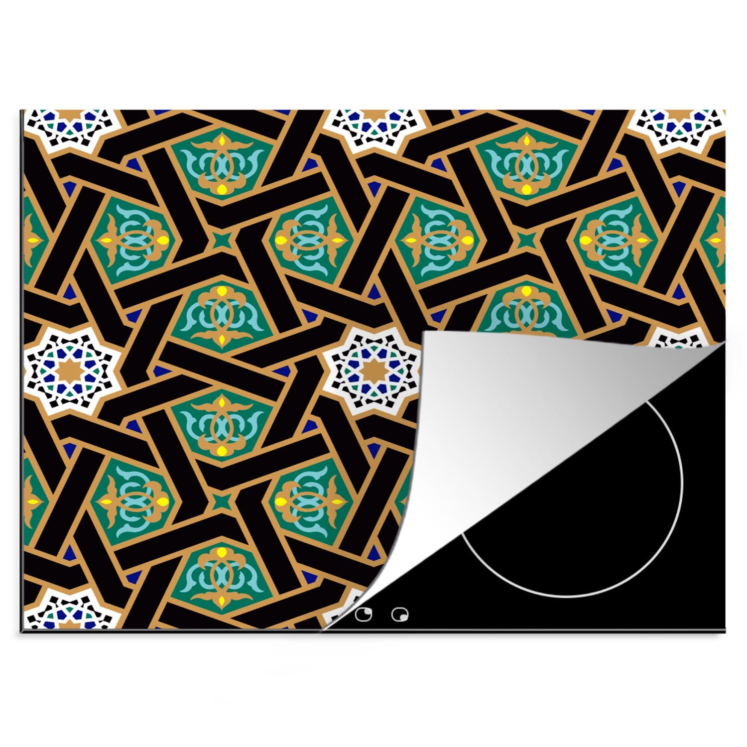 Sterne, Arbeitsfläche - Arabisch Mobile MuchoWow Orientalisch Vinyl, (1 - 60x52 - nutzbar, cm, Herdblende-/Abdeckplatte Ceranfeldabdeckung tlg), Muster