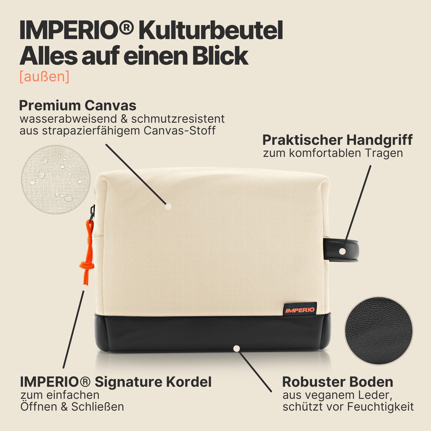 IMPERIO Kulturbeutel Stylischer Reisebegleiter mit elastischen Gummizügen (1-tlg)