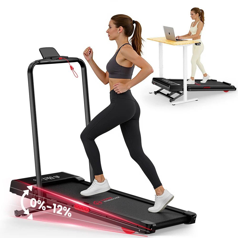 Hamlody Laufband klappbar elektrisch mit Steigung, Walking Pad für Zuhause (1–10 km/h Walking Pad, 2.5HP Motor, LED Display, Heimtrainer Laufband), Max.Tragfähigkeit 150 kg, für Home Office & Fitness