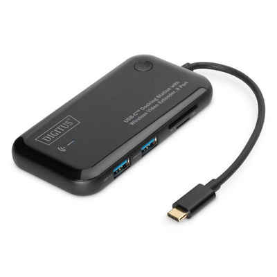 Digitus »8-Port USB-C Docking Station« USB-Adapter, mit Wireless Video Extender 2x USB-A HDMI VGA 3,5mm SD/MicroSD