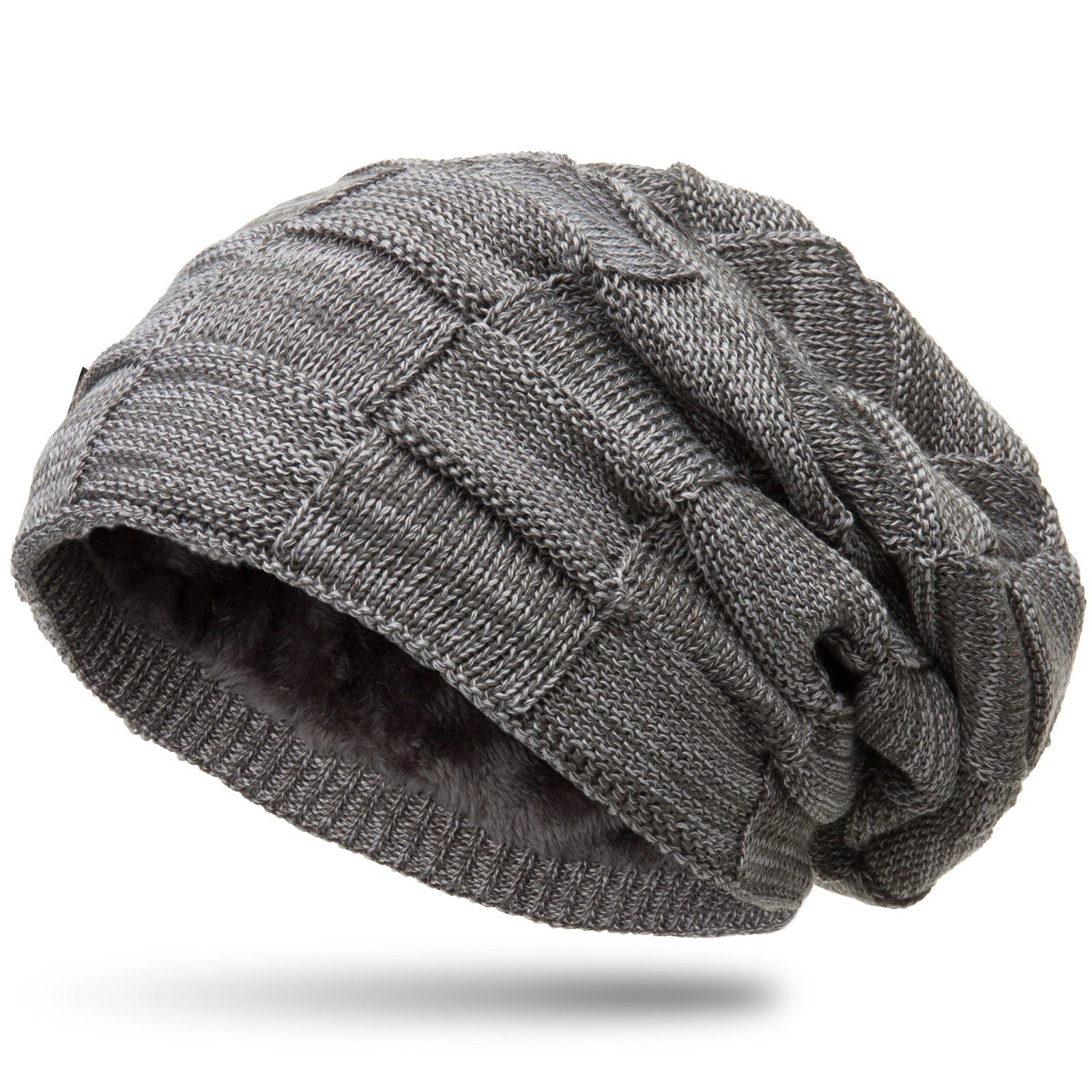 Beanie MU135 gefütterte Feinstrick Beanie Mütze mit Flecht Muster
