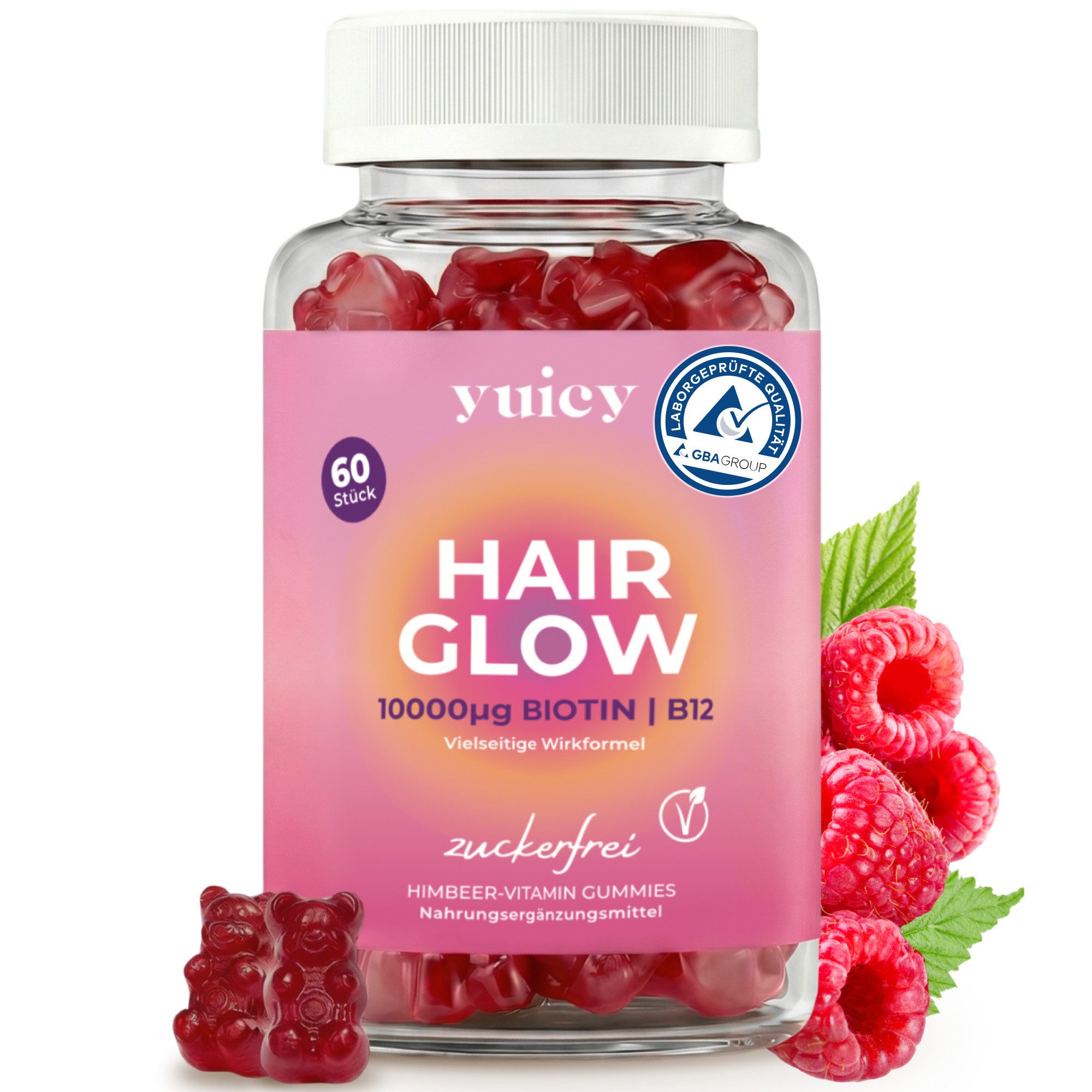 yuicy Hair Glow - Biotin Gummies für Haarwachstum Gummies, 60 St., 162 g