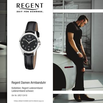 Regent Quarzuhr Regent Damen Uhr 2112419 Leder Quarz, (Analoguhr), Damen Armbanduhr rund, klein (ca. 29mm), Lederarmband
