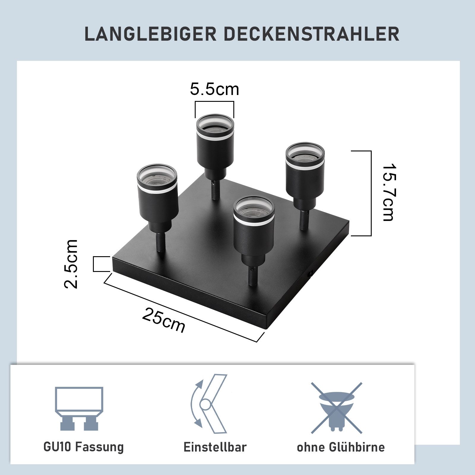 ZMH Deckenstrahler 4 Flammig Schwenkbar Deckenleuchte günstig online kaufen