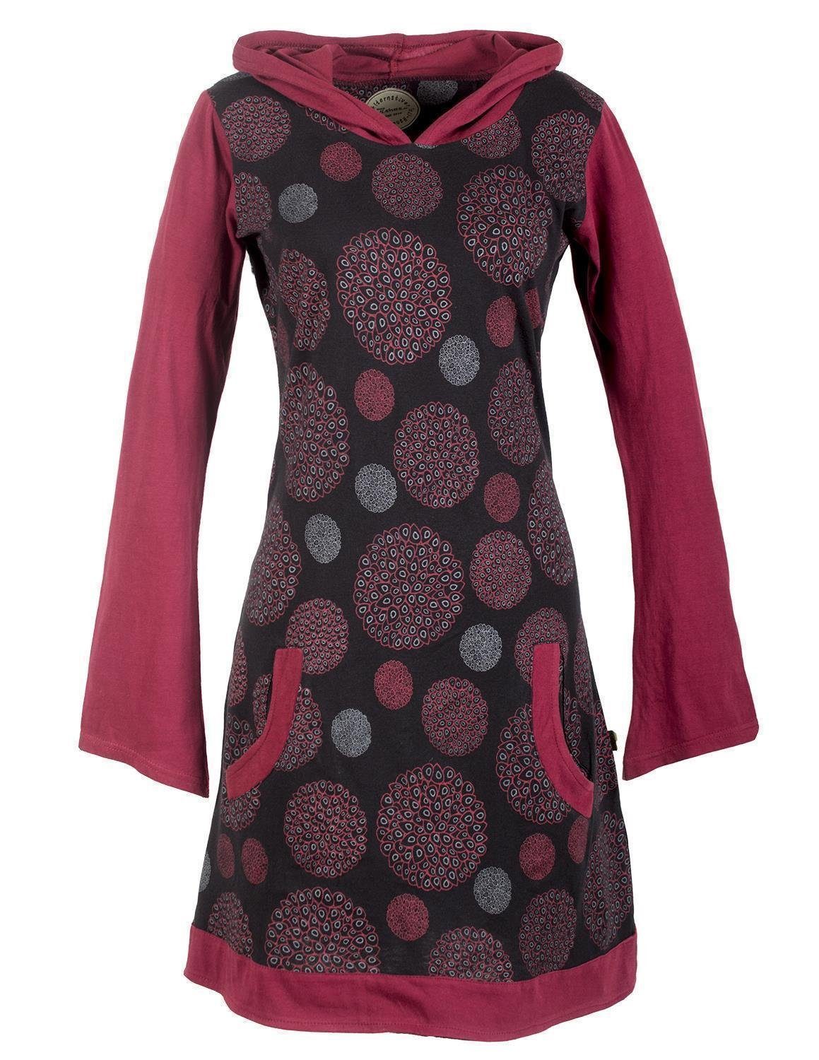 Jerseykleid Langarm Baumwollkleid mit Zipfelkapuze und Taschen