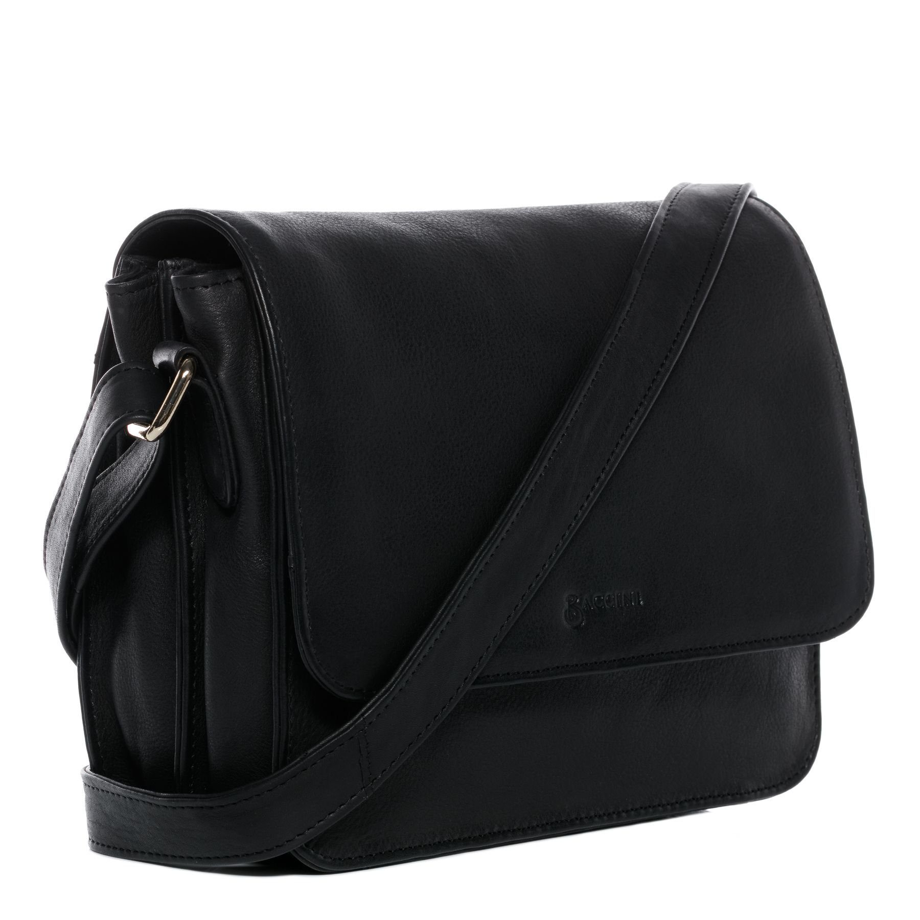 BACCINI Umhängetasche echt Leder Umhängetasche groß Ledertasche schwarz ELA, Crossbody Bag Echtleder für Damen, Handtasche mit Schultergurt schwarz