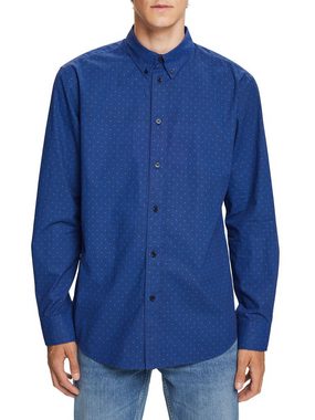 Esprit Langarmhemd Gemustertes Button-Down-Hemd, 100 % Baumwolle