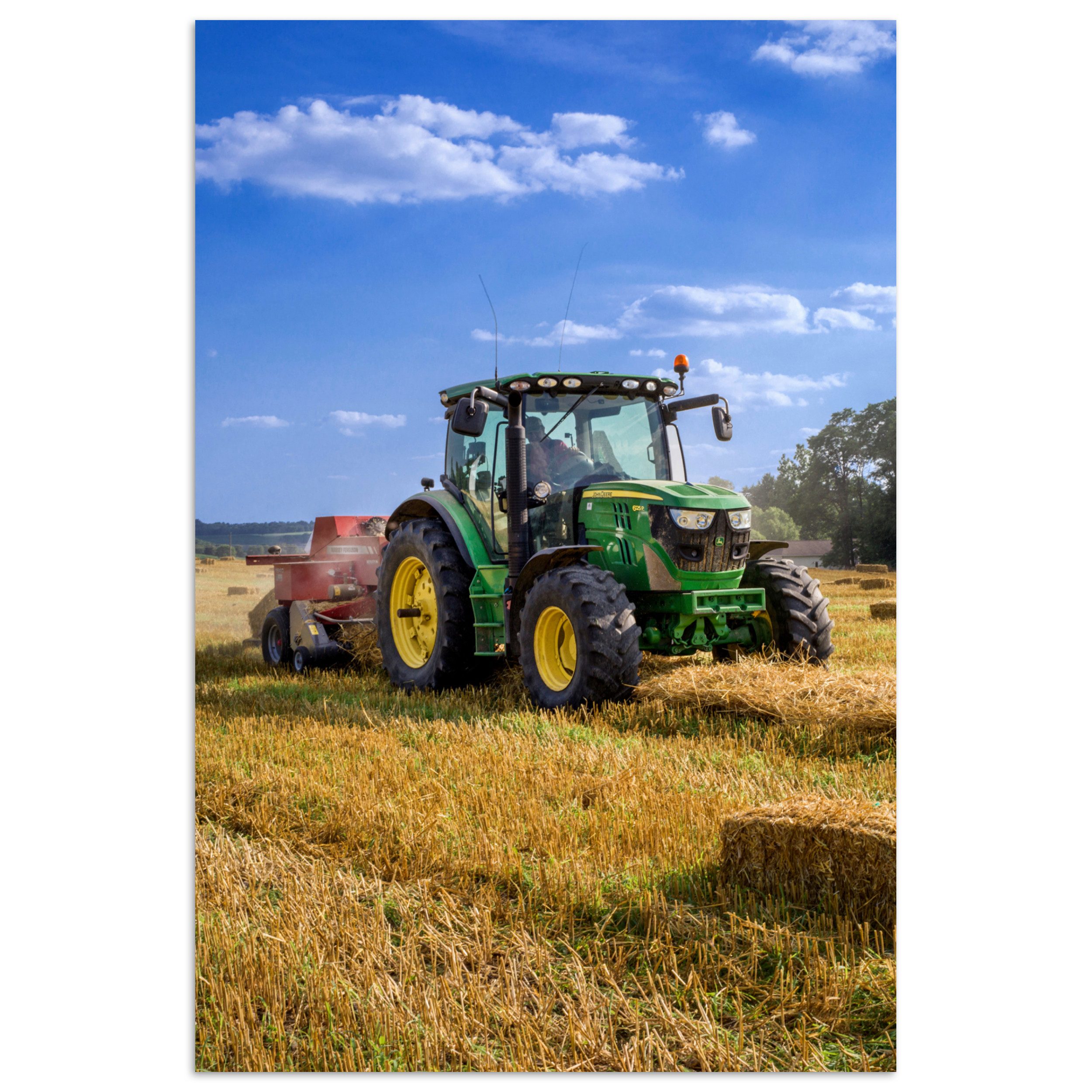 MuchoWow Poster Traktor - Bauernhof - Heu - Feld - Sonne - Landleben, (1 St), Poster ohne Rahmen, Wandbild, Wandposter, 20x30 cm
