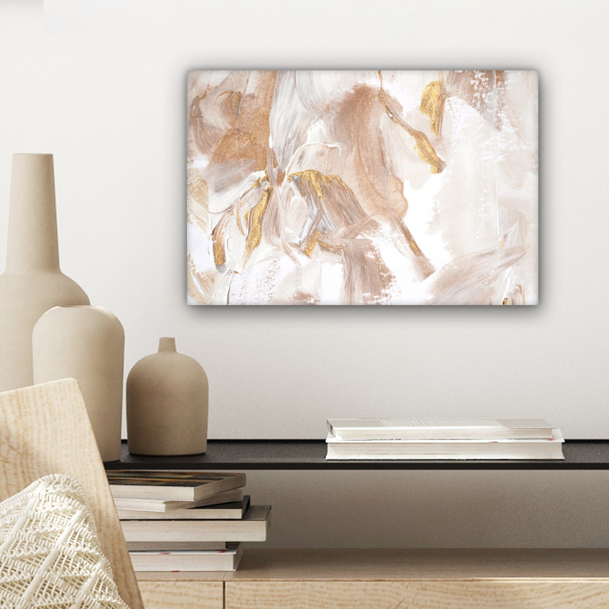 Aufhängefertig, - Wanddeko, 30x20 Leinwandbilder, Weiß Leinwandbild - OneMillionCanvasses® (1 Abstrakt, cm Wandbild St), Farbe
