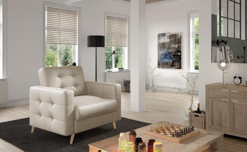 JVmoebel Esszimmer Modern Relaxsessel Fernseh Lounge Grün Stuhl Sitz Sessel Beige Design