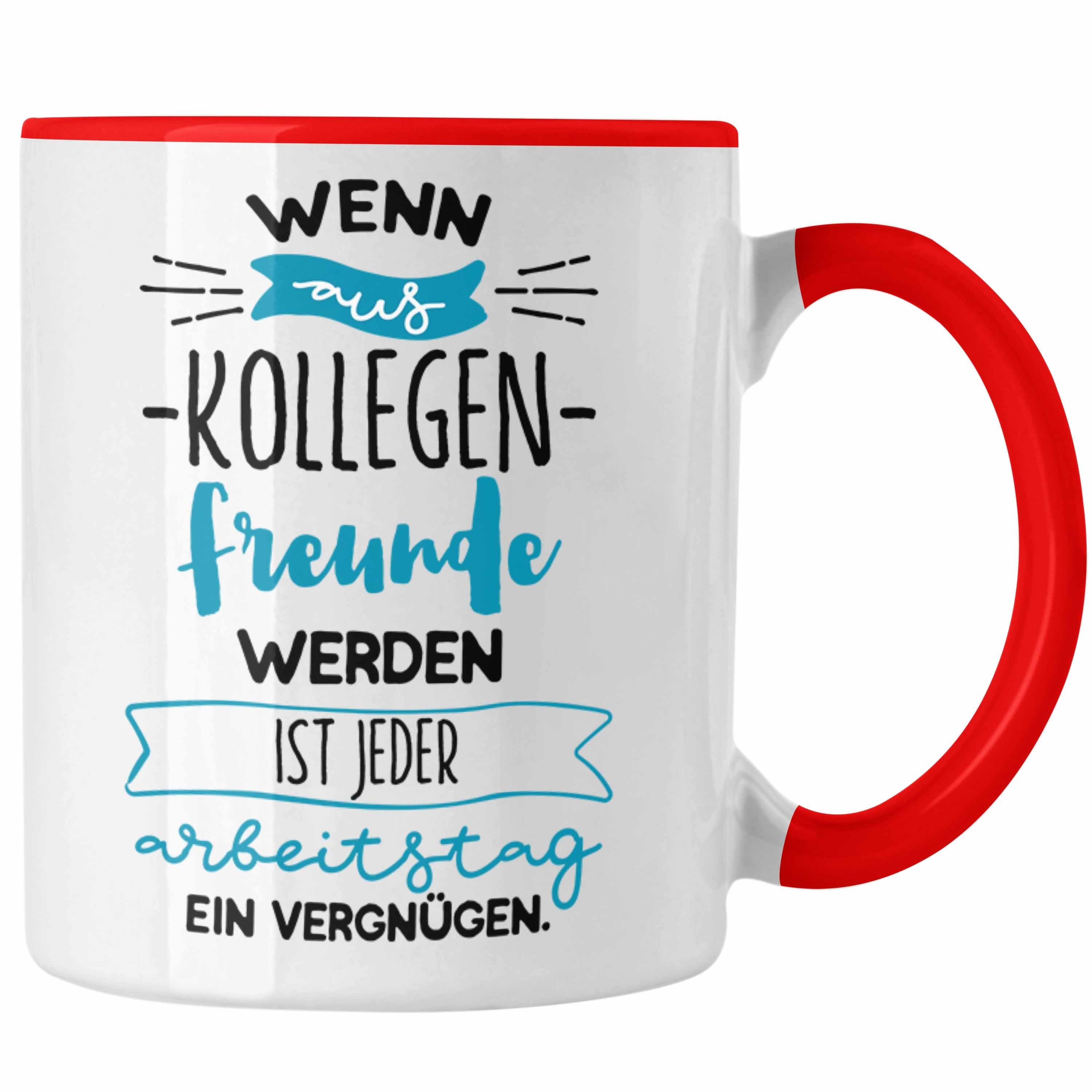 Trendation Tasse Trendation - Bester Kollege Tasse Geschenk Arbeitskollege Abschied Abs Rot