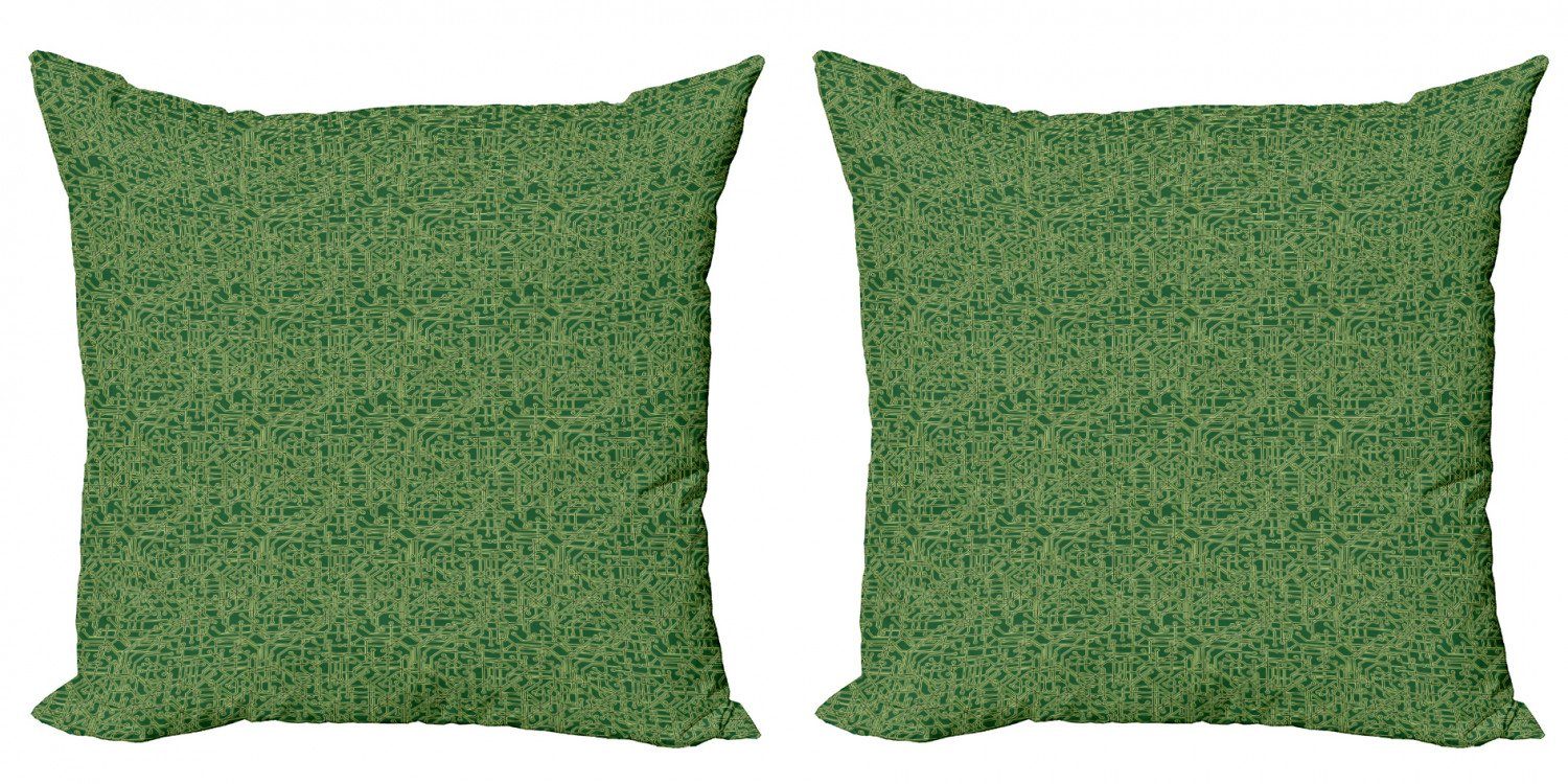 Kissenbezüge Modern Accent Doppelseitiger Digitaldruck, Abakuhaus (2 Stück), Abstract Green Futuristisch Gitterlinie