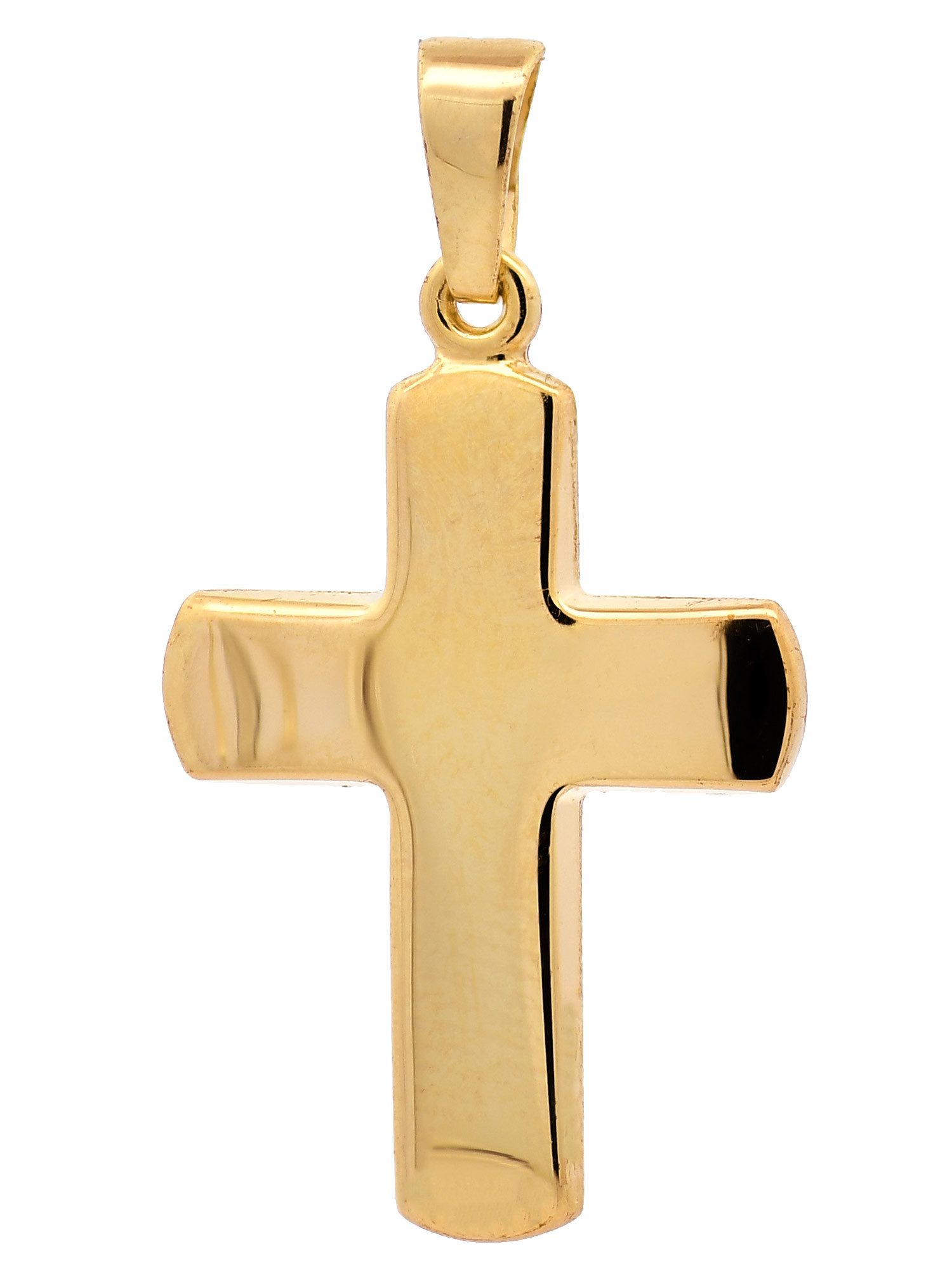 HOPLO Kreuzanhänger Gold Anhänger Kreuz mit Goldkette massiv 585 - 14 Karat Gold 36 cm, Made in Germany