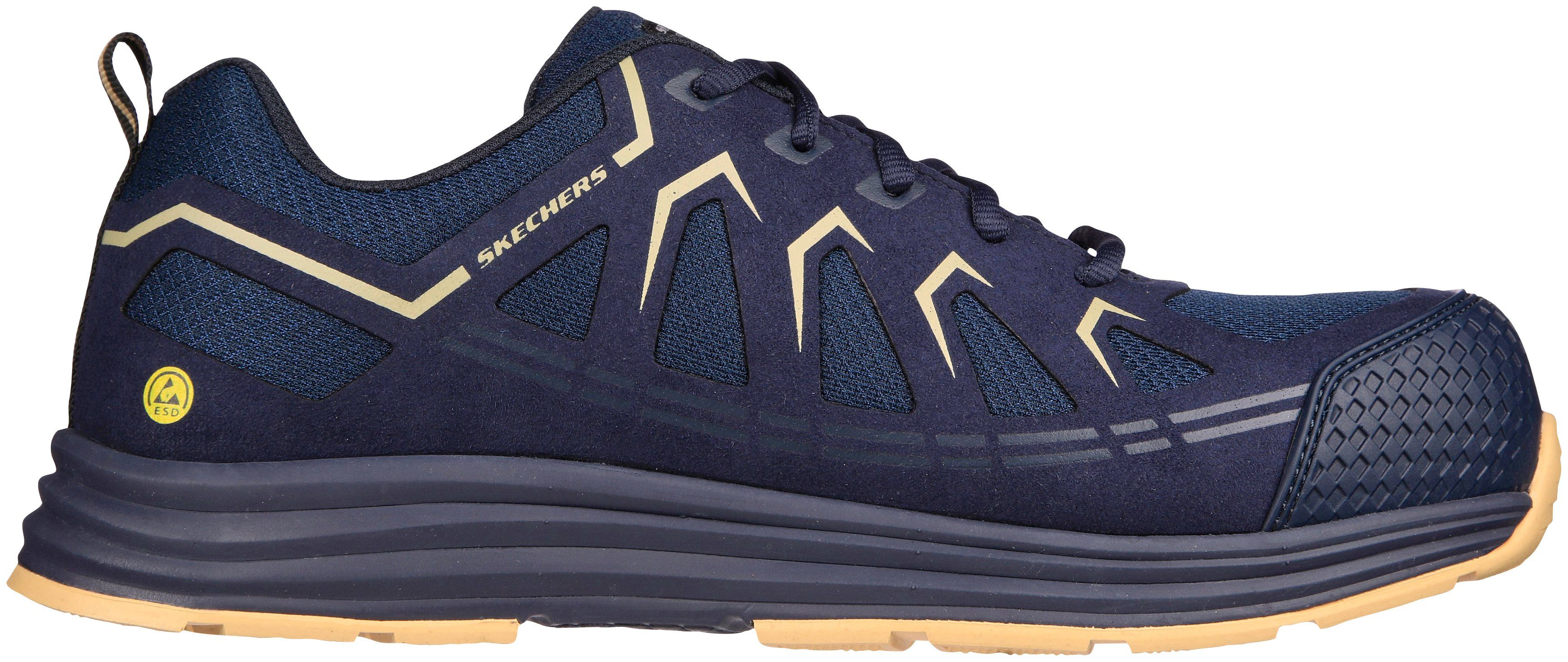 Sicherheitsschuh atmungsaktiv leicht ESD, bequem, S1 sportlich, II Skechers MALAD P durchtrittsicher, und blau