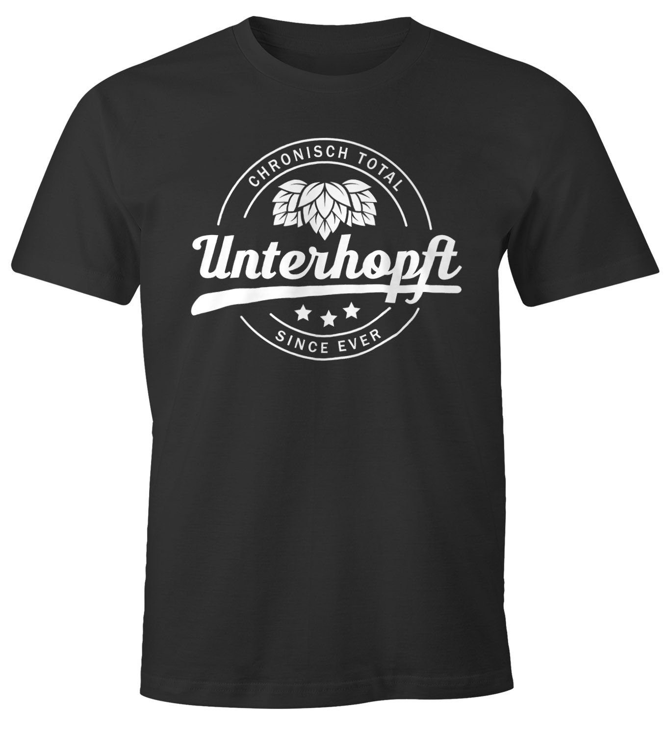 T-Shirt Print-Shirt Unterhopft Total Moonworks® Herren Fun-Shirt Since Chronisch mit Print Ever schwarz MoonWorks
