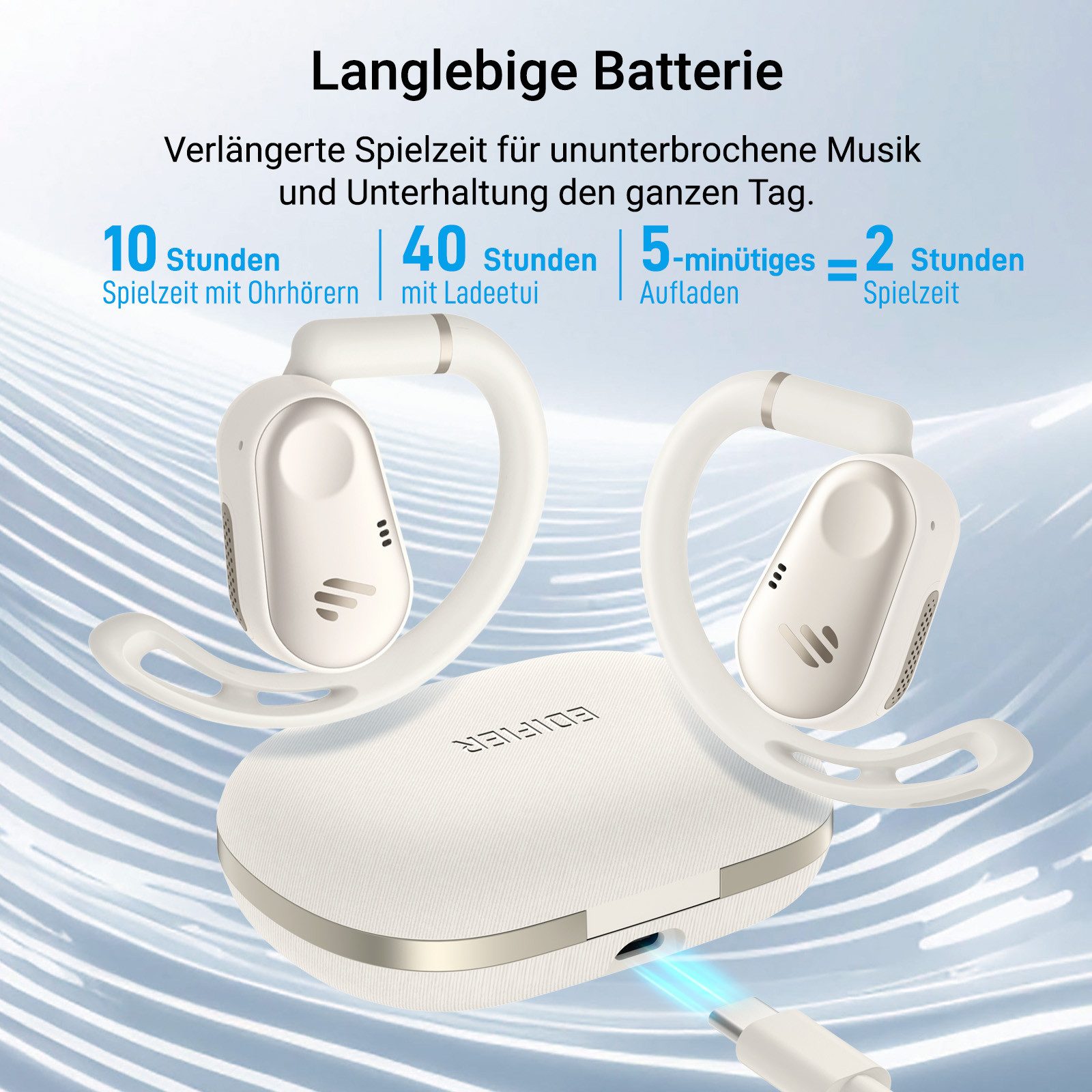 Edifier® Comfo Flex Open-Ear-Kopfhörer (Sprachassistent, Bluetooth, Hi-Res Audio, IP55 staub- & wasserdicht)