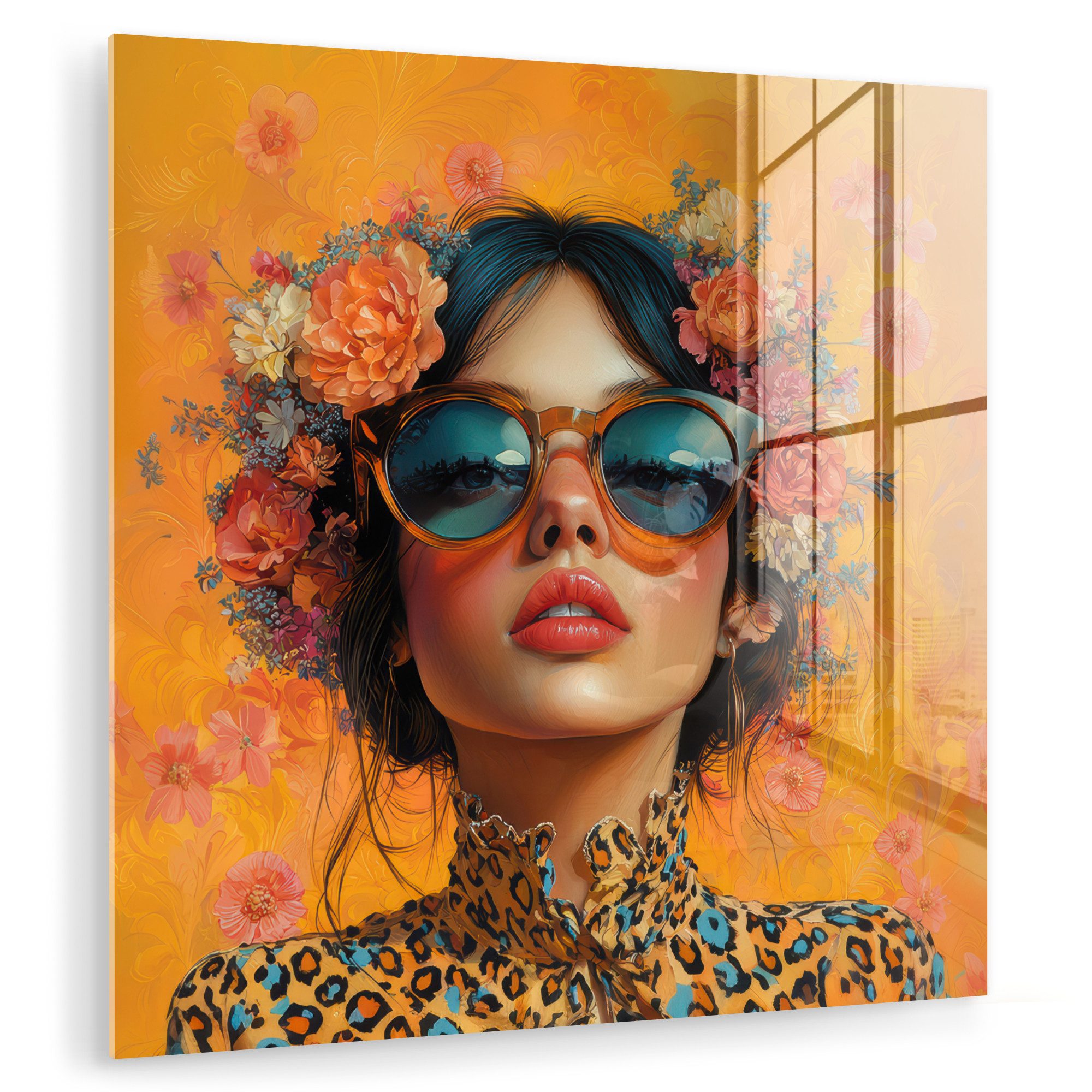 MuchoWow Acrylglasbild Frau - Blumen - günstig online kaufen