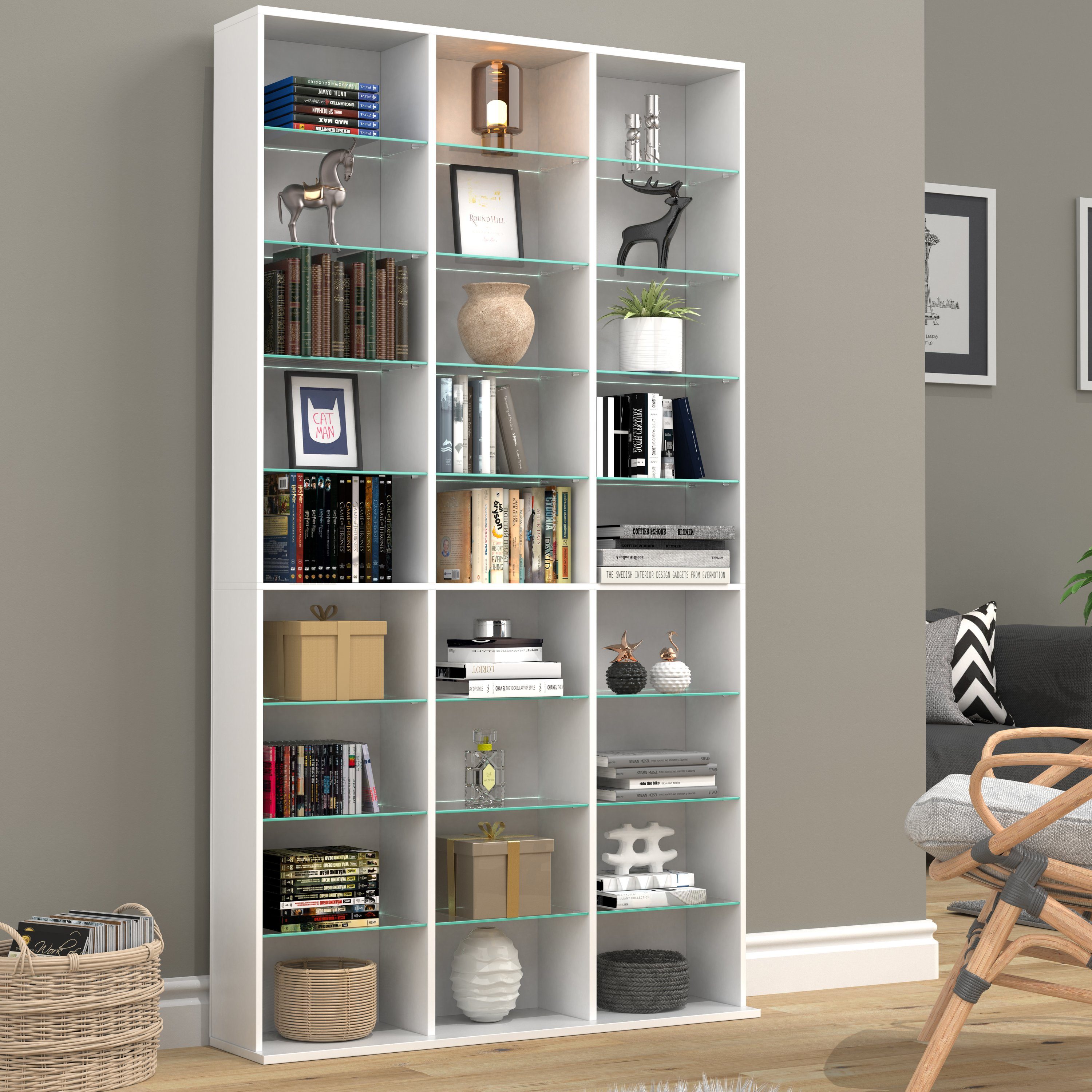VCM Standregal Holz CD DVD Standregal Bücherregal Regal Zilas XL