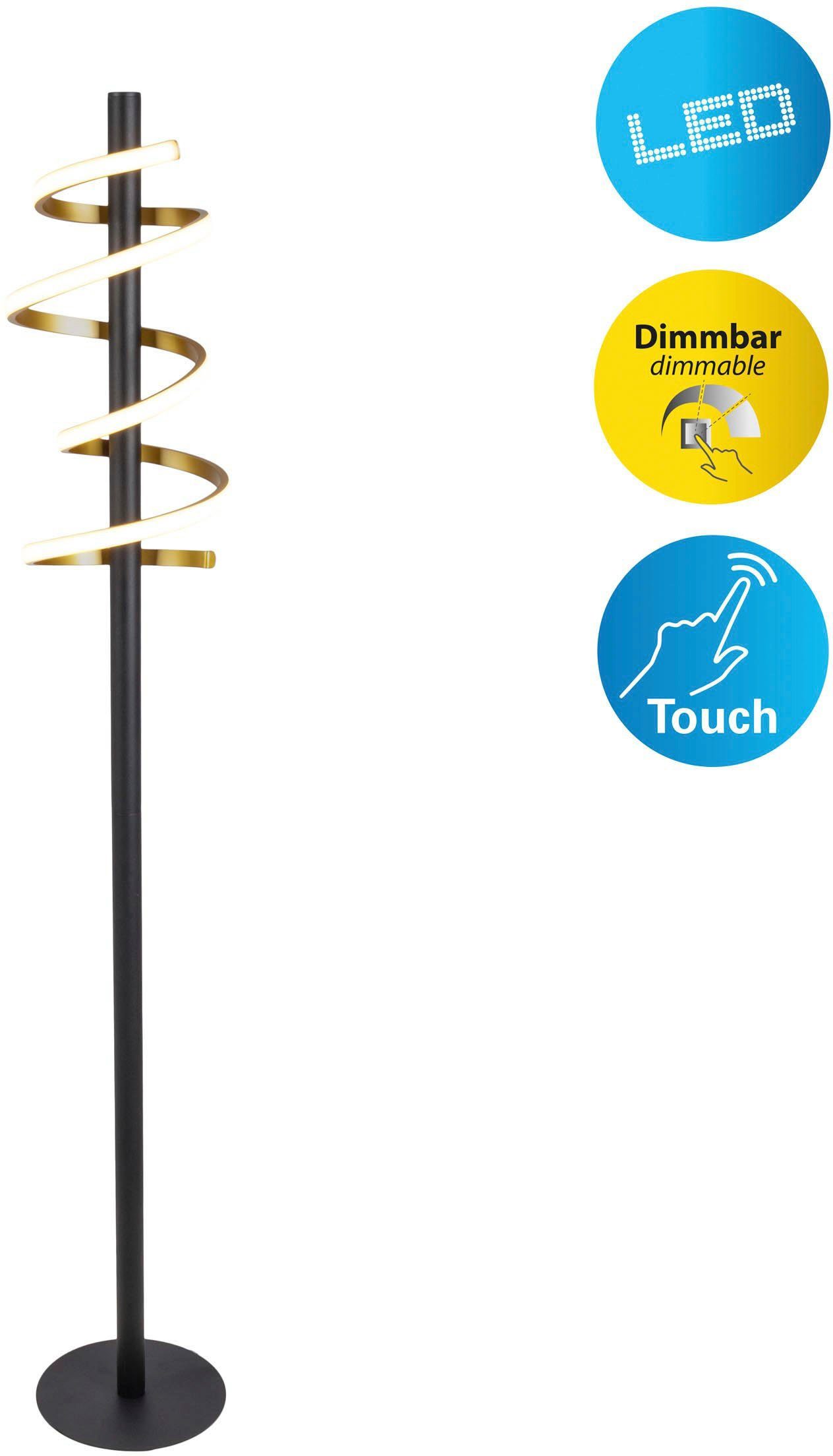 Dimmfunktion, dimmbar, 15W, 140cm LED warmweiß, Belleza, LED fest näve Warmweiß, Stehlampe Touchschalter, integriert, Höhe: 3-Stufen