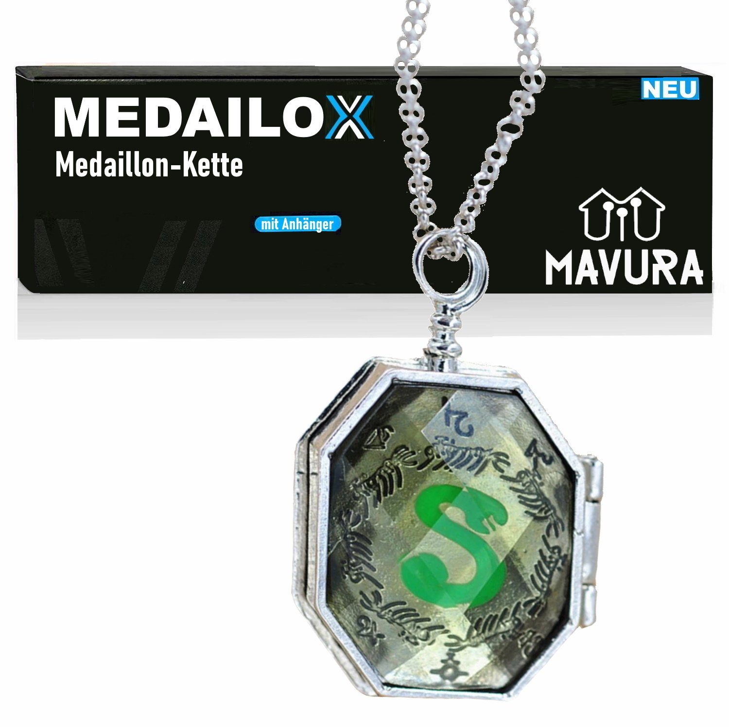 MAVURA Kette mit Anhänger MEDAILOX Medaillon Schlange Halskette mit Anhänger Schlangenkette