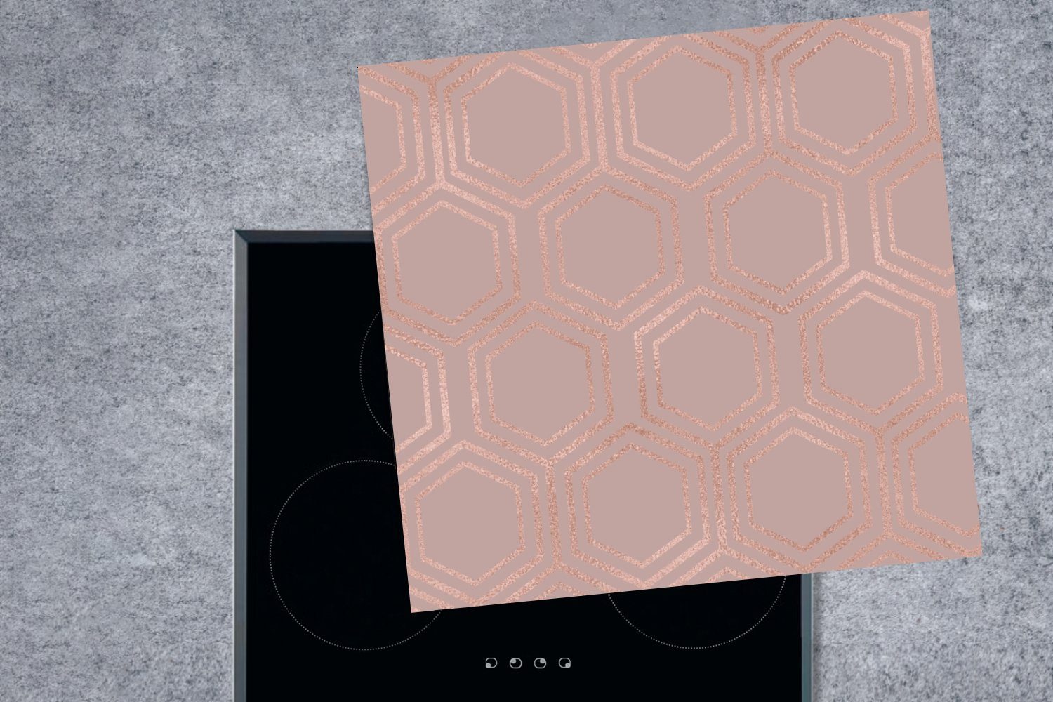Ceranfeldabdeckung, Sechseck Arbeitsplatte küche Rosa, Vinyl, Herdblende-/Abdeckplatte (1 - MuchoWow - cm, für Muster tlg), 78x78