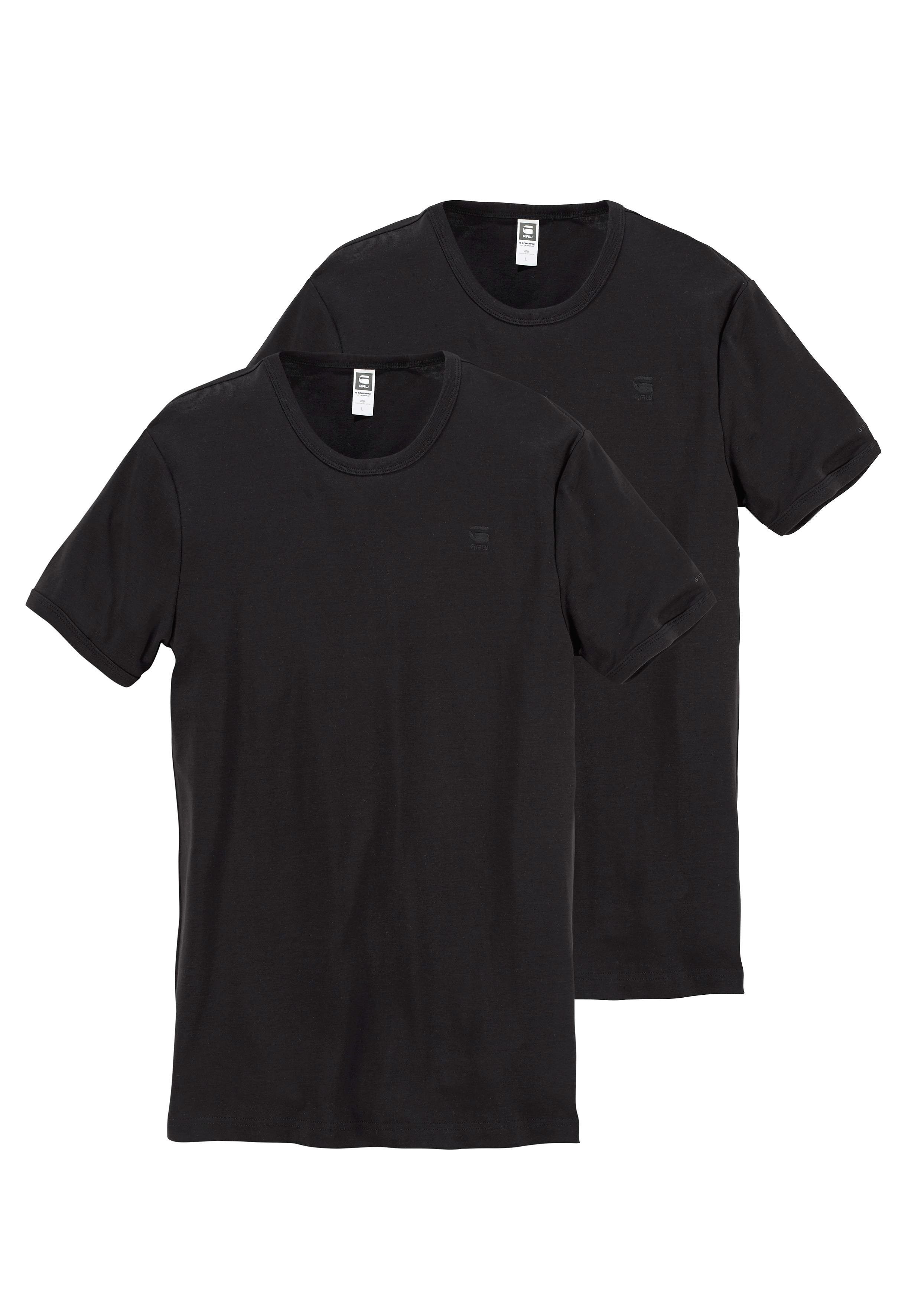 2er-Pack) schwarz T-Shirt (Packung, RAW G-Star