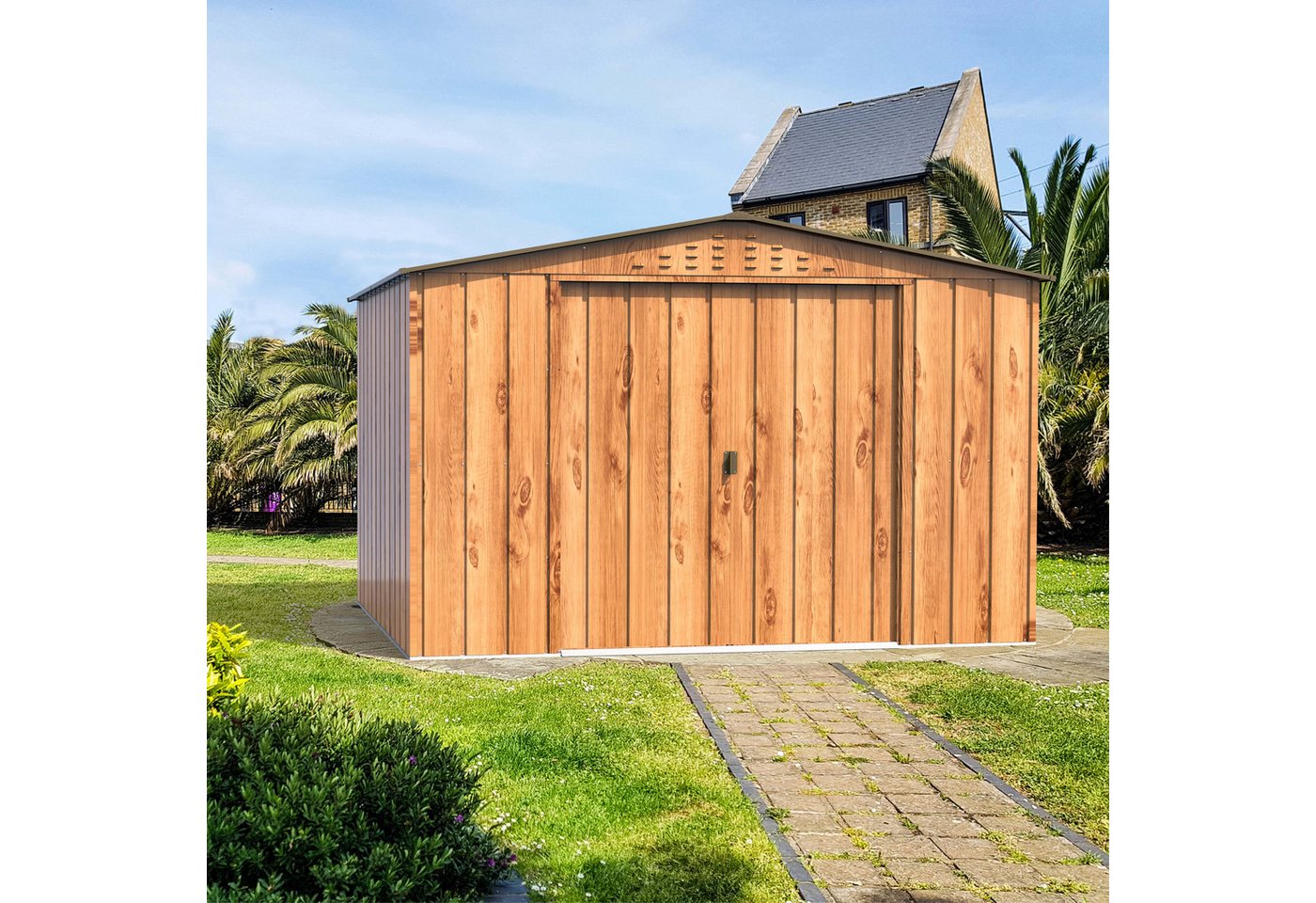 Thumbnail - DURAMAX Gerätehaus DURAMAX Metall-3,2x2,4m Holzoptik, BxT: 321,8x243,5 cm
