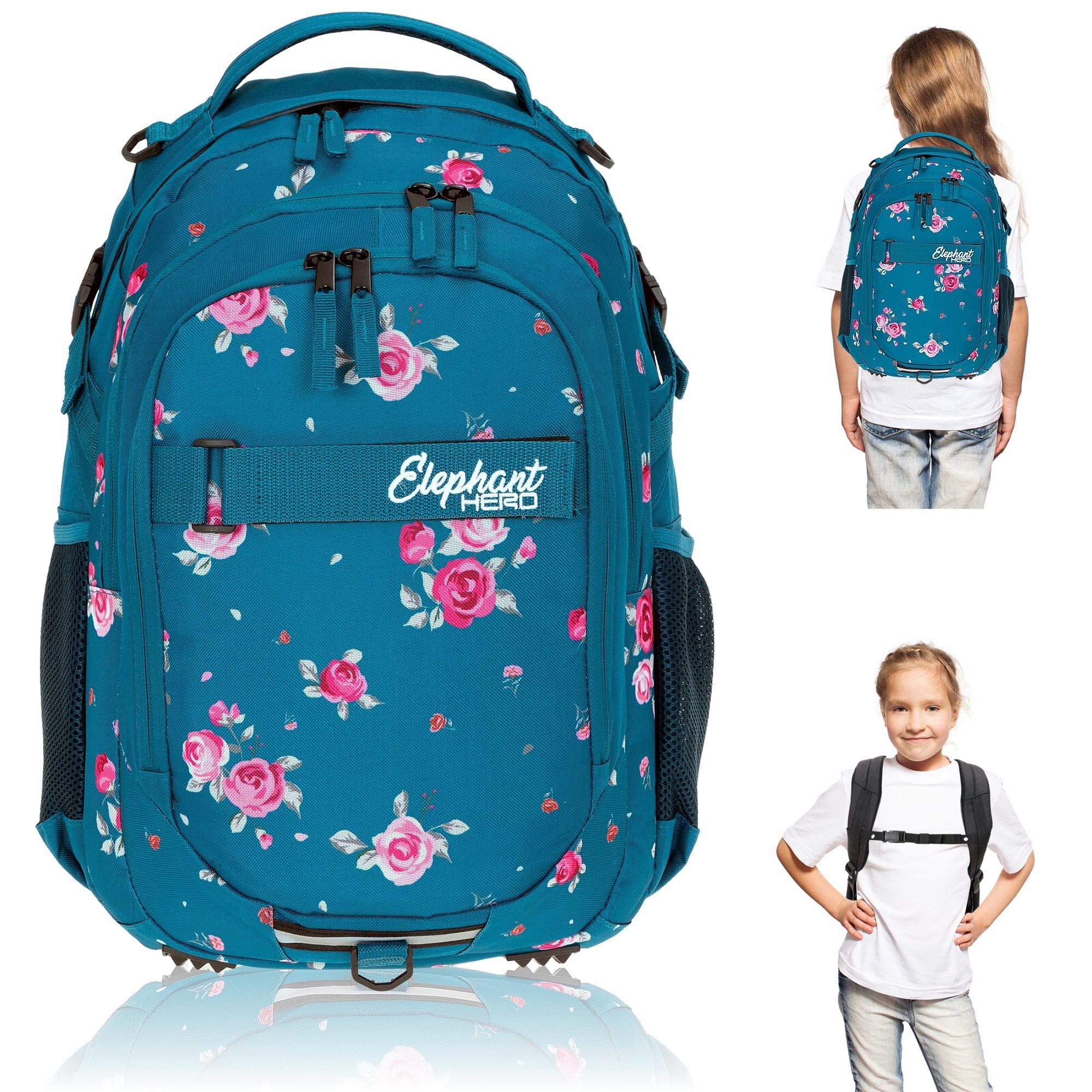 ELEPHANT Schulrucksack Hero Signature Schultasche (2 Teile Set), Rucksack + Mäppchen Box