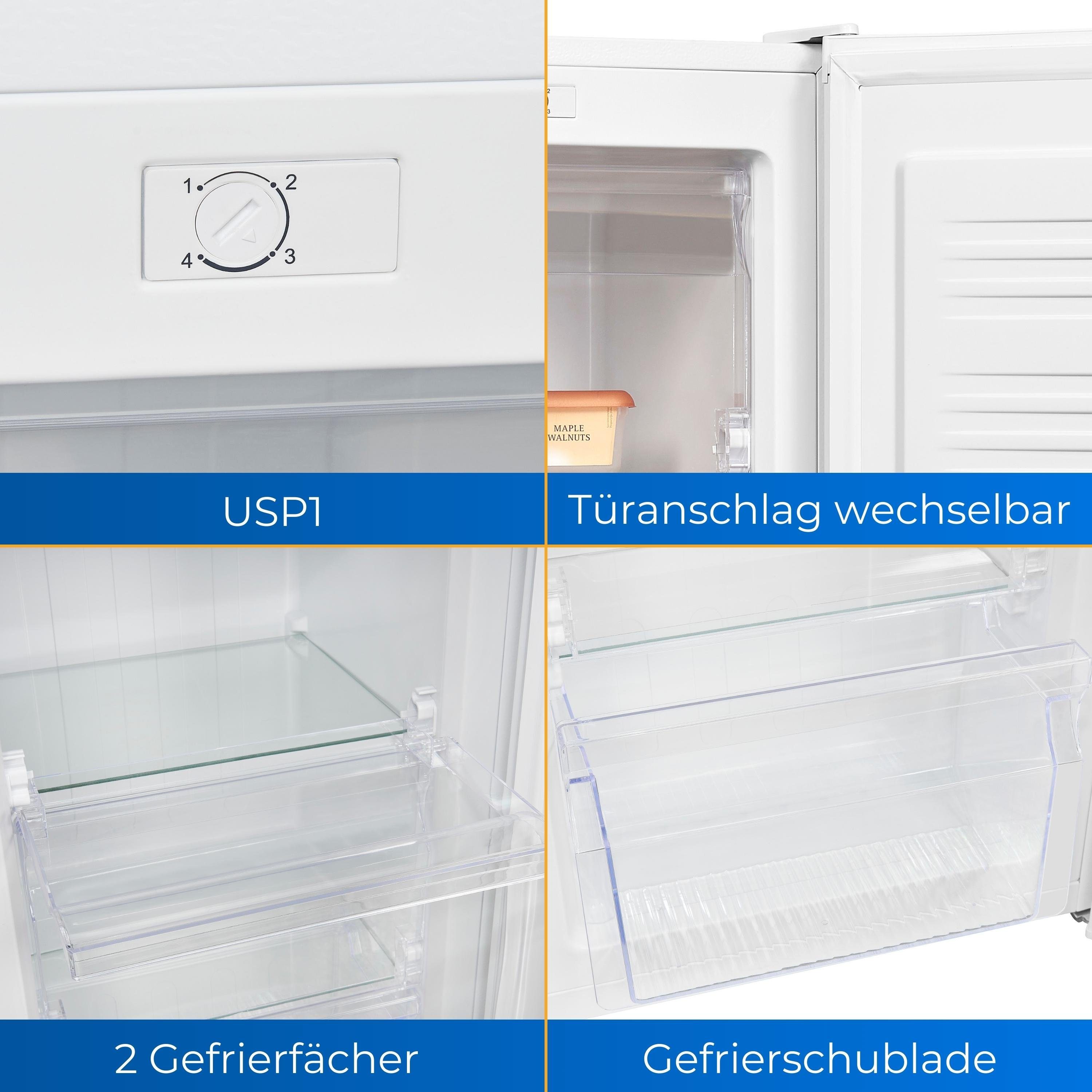 exquisit Gefrierschrank GS111-330E weiss, 82.5 cm hoch, 45.3 cm breit, 4*-Gefrieren, stufenlose Temperaturregelung, 63 Liter Nutzinhalt