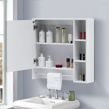 CLIPOP Badezimmerspiegelschrank Wandspiegel mit Touchschalter 74x70x15.5cm, Badeschrank