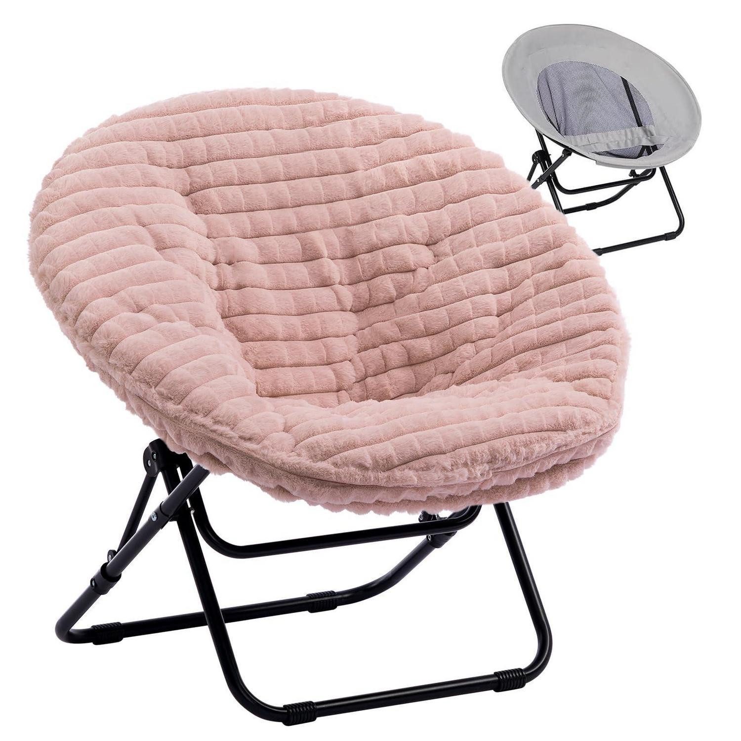 LuxusKollektion Relaxsessel Klappsessel Klappbar Rund Relaxsessel Lesesessel Plüsch Rosa